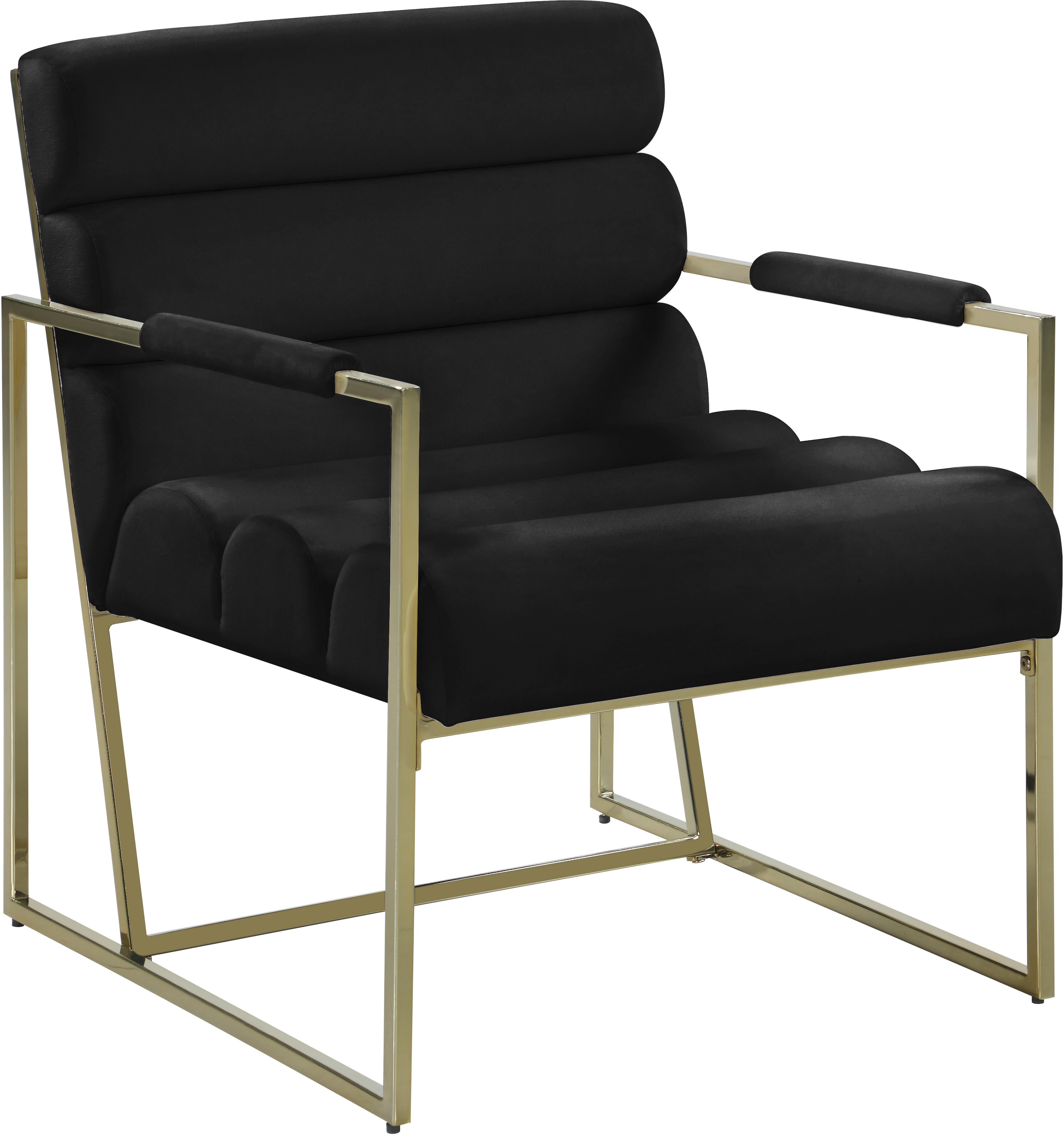 Wayne Black Velvet Accent Chair - Luxury Home Furniture (MI)