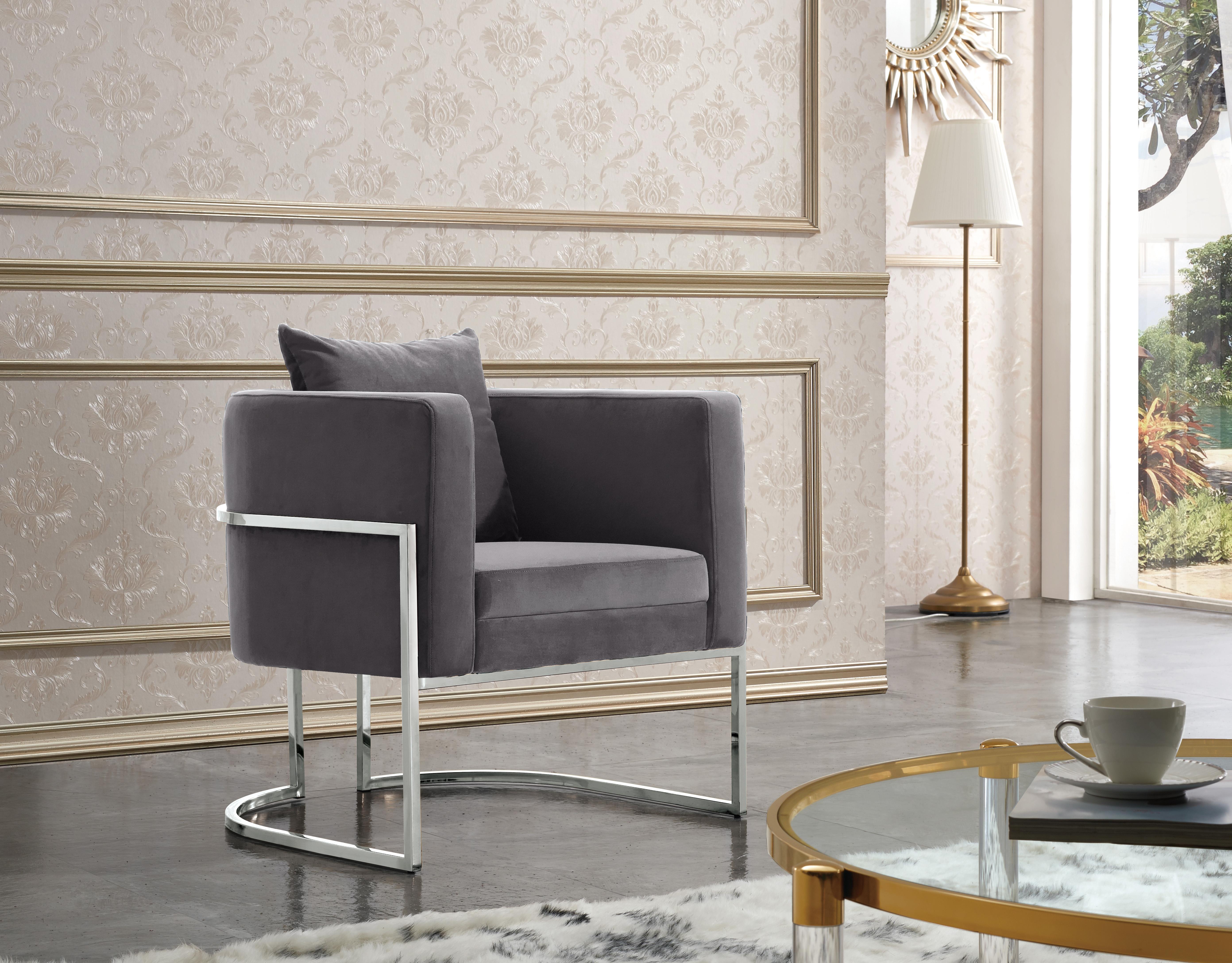 Pippa Grey Velvet Accent Chair - Luxury Home Furniture (MI)