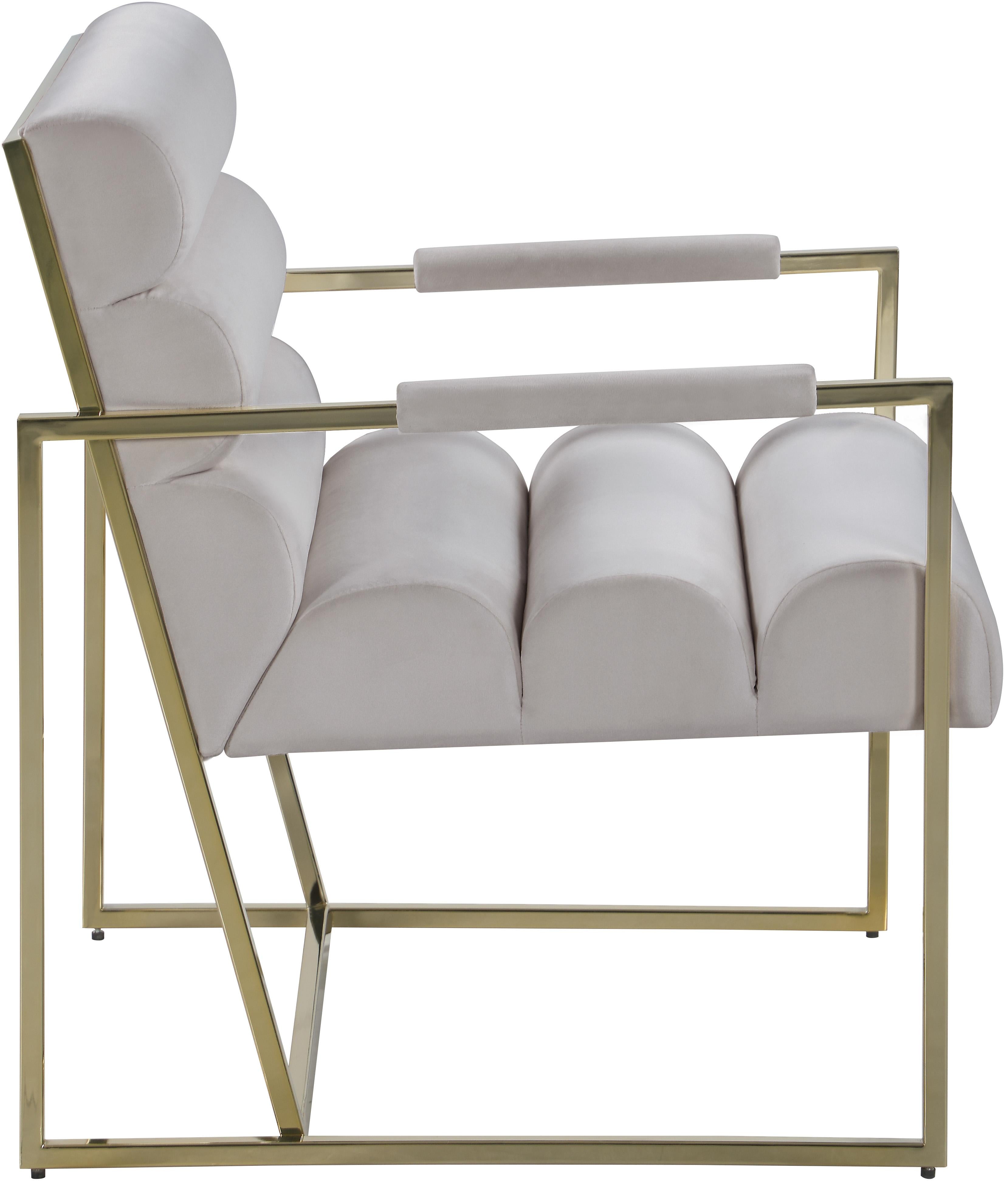Wayne Cream Velvet Accent Chair - Luxury Home Furniture (MI)