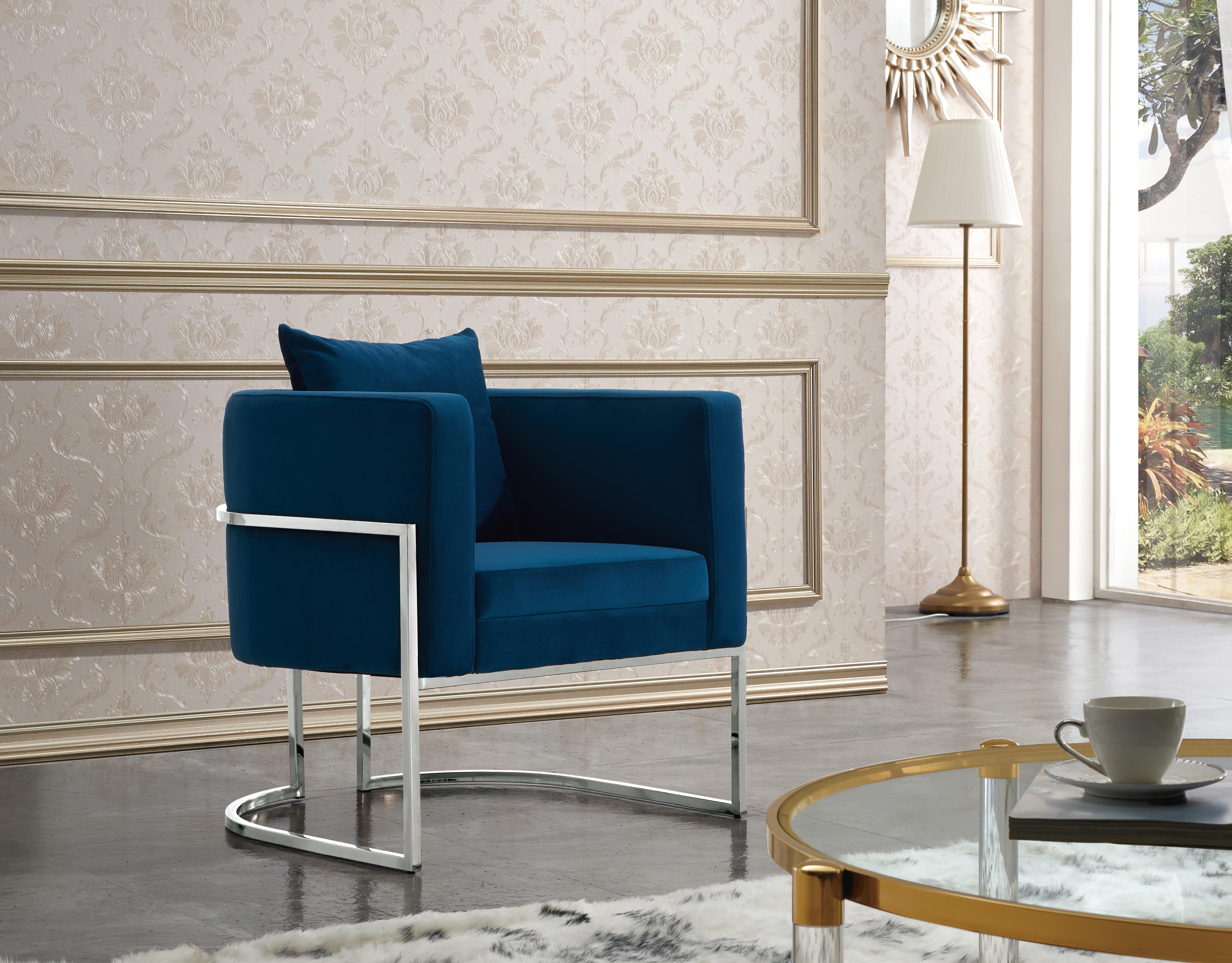 Pippa Navy Velvet Accent Chair - Luxury Home Furniture (MI)