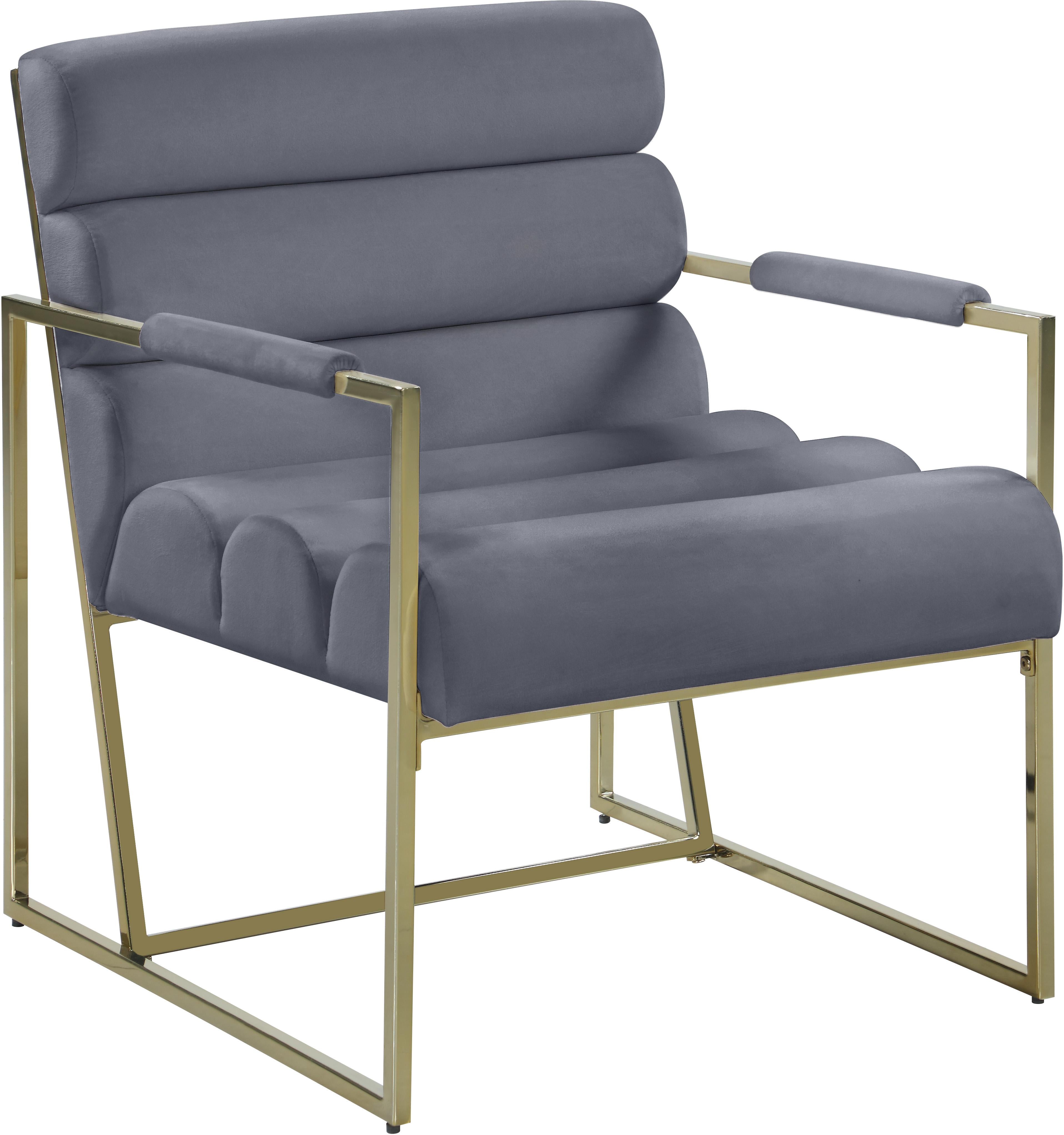 Wayne Grey Velvet Accent Chair - Luxury Home Furniture (MI)