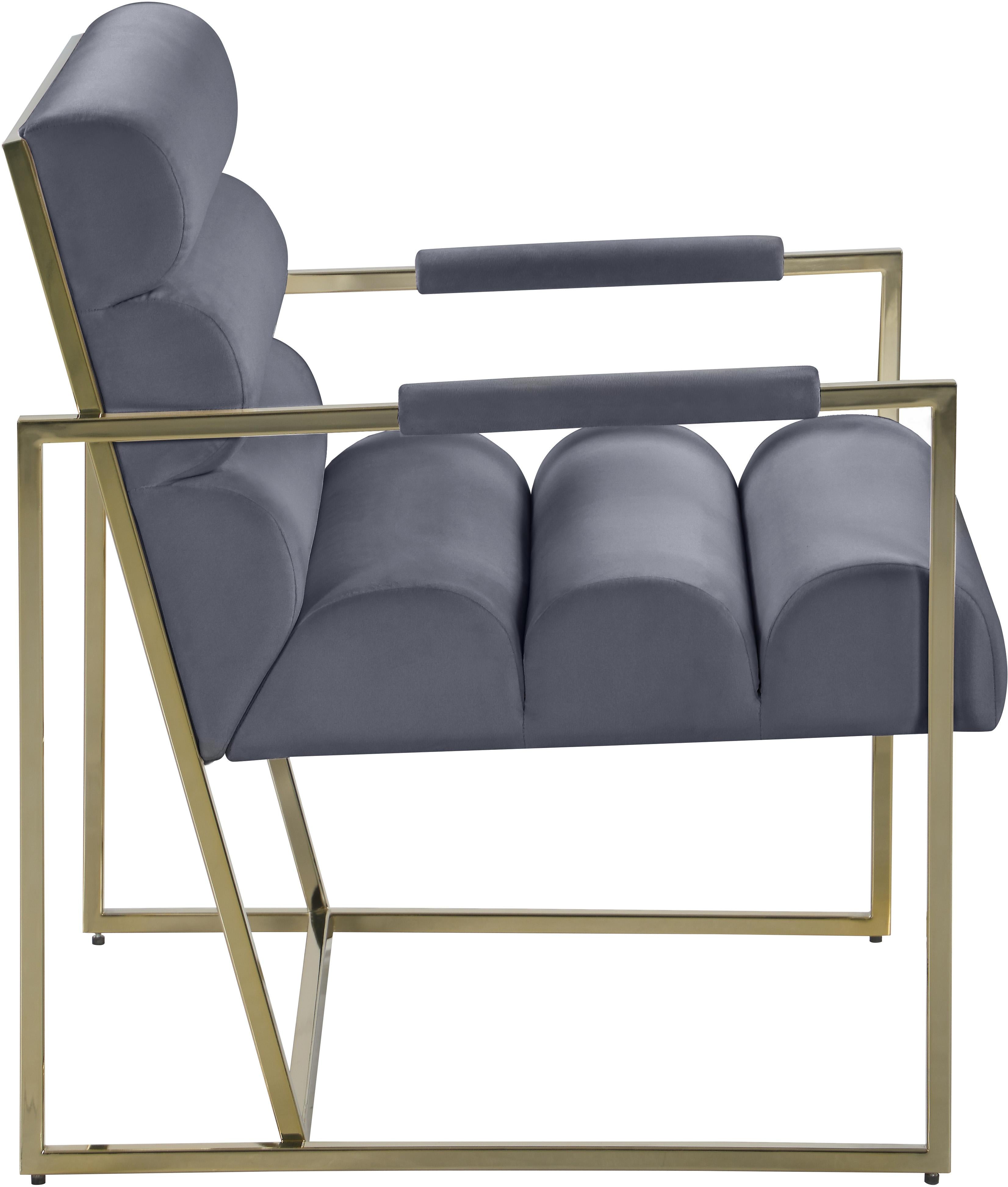 Wayne Grey Velvet Accent Chair - Luxury Home Furniture (MI)
