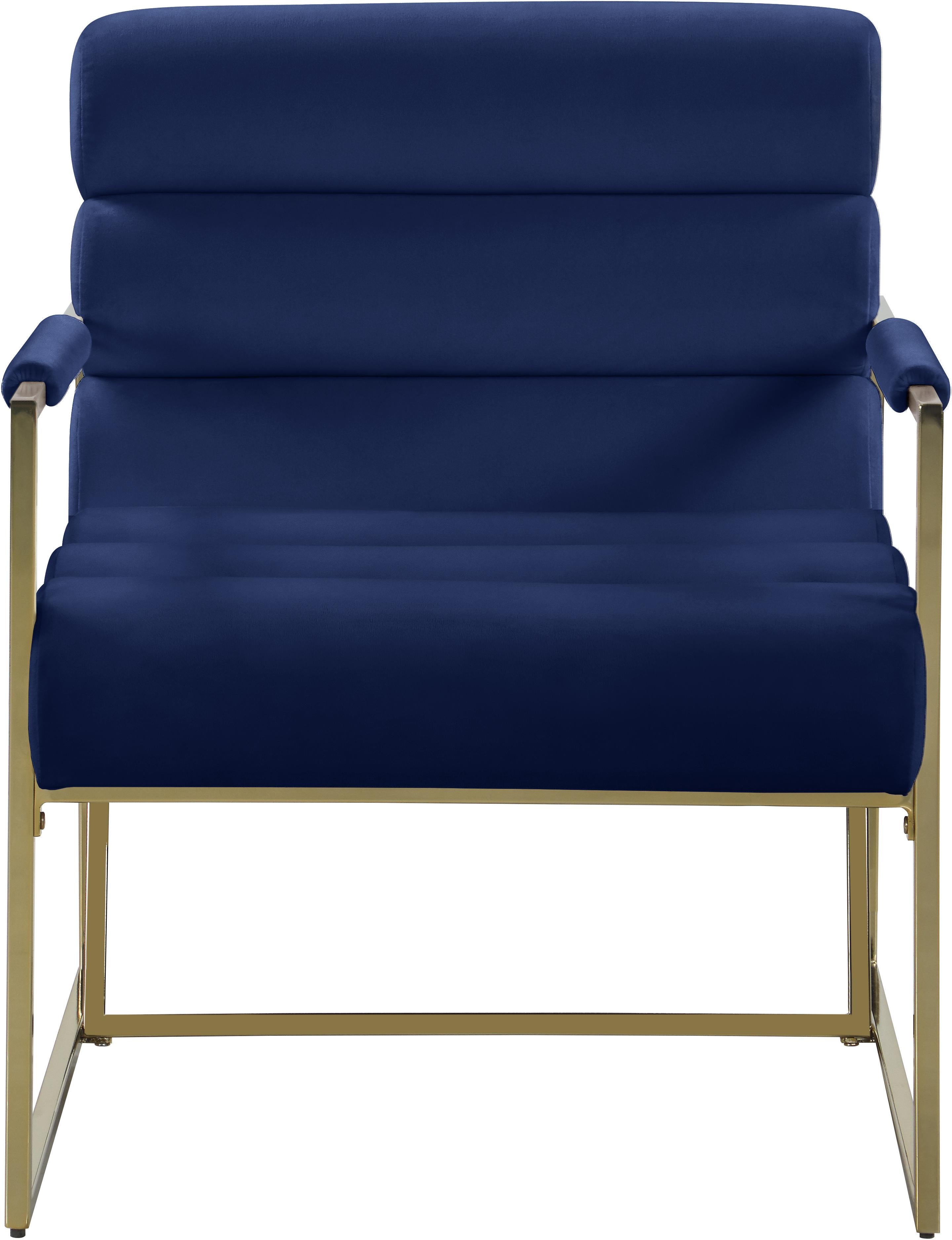 Wayne Navy Velvet Accent Chair - Luxury Home Furniture (MI)