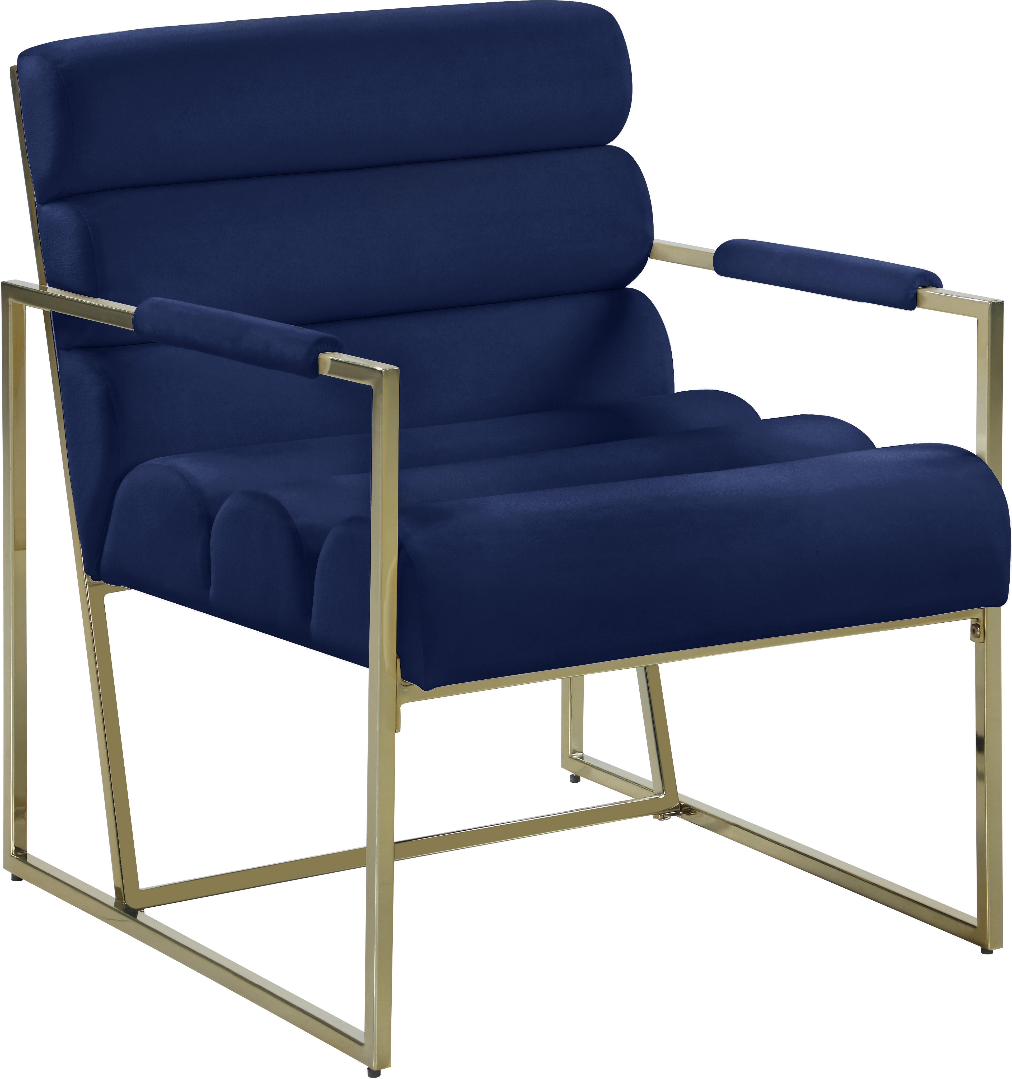 Wayne Navy Velvet Accent Chair - Luxury Home Furniture (MI)