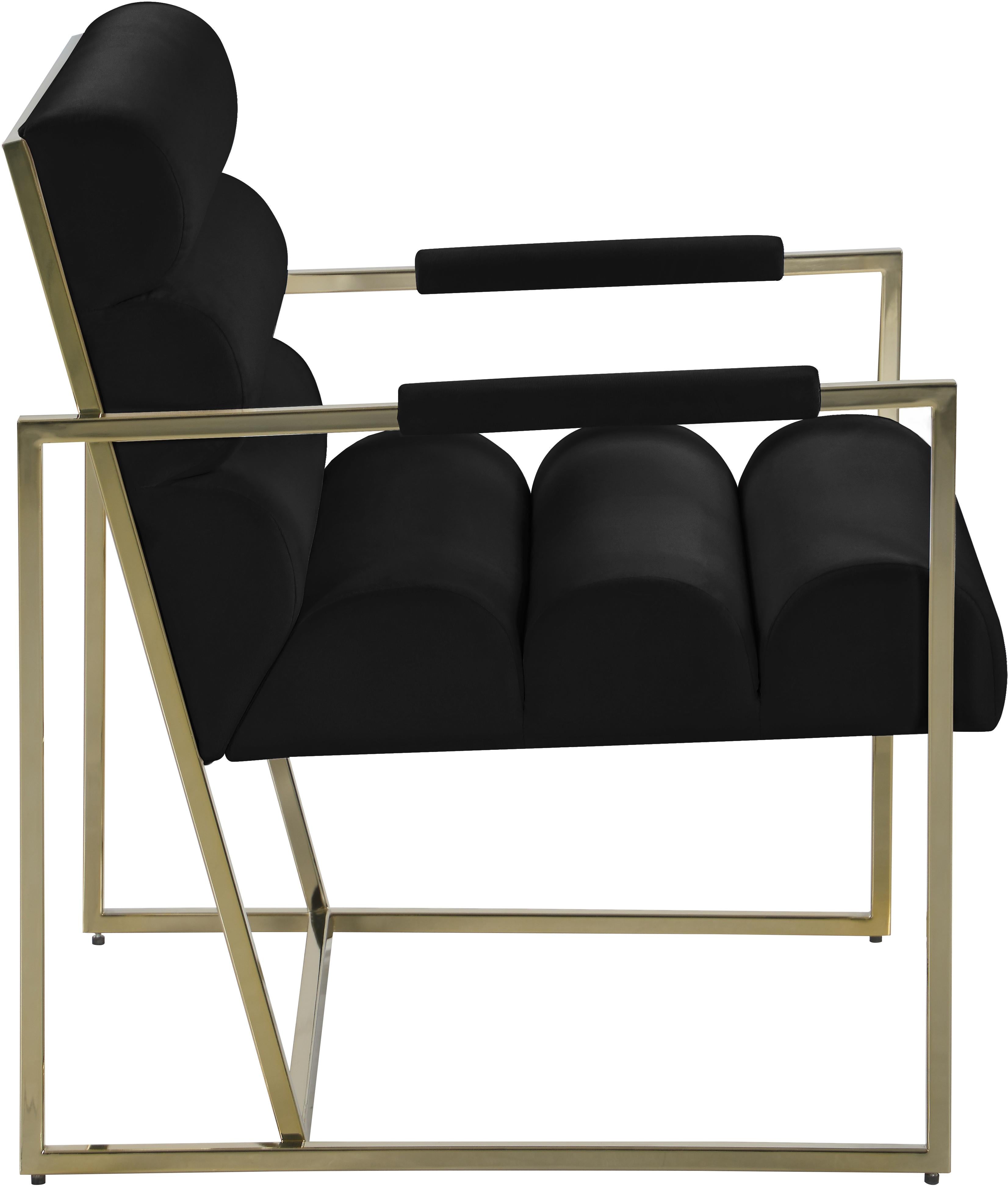 Wayne Black Velvet Accent Chair - Luxury Home Furniture (MI)