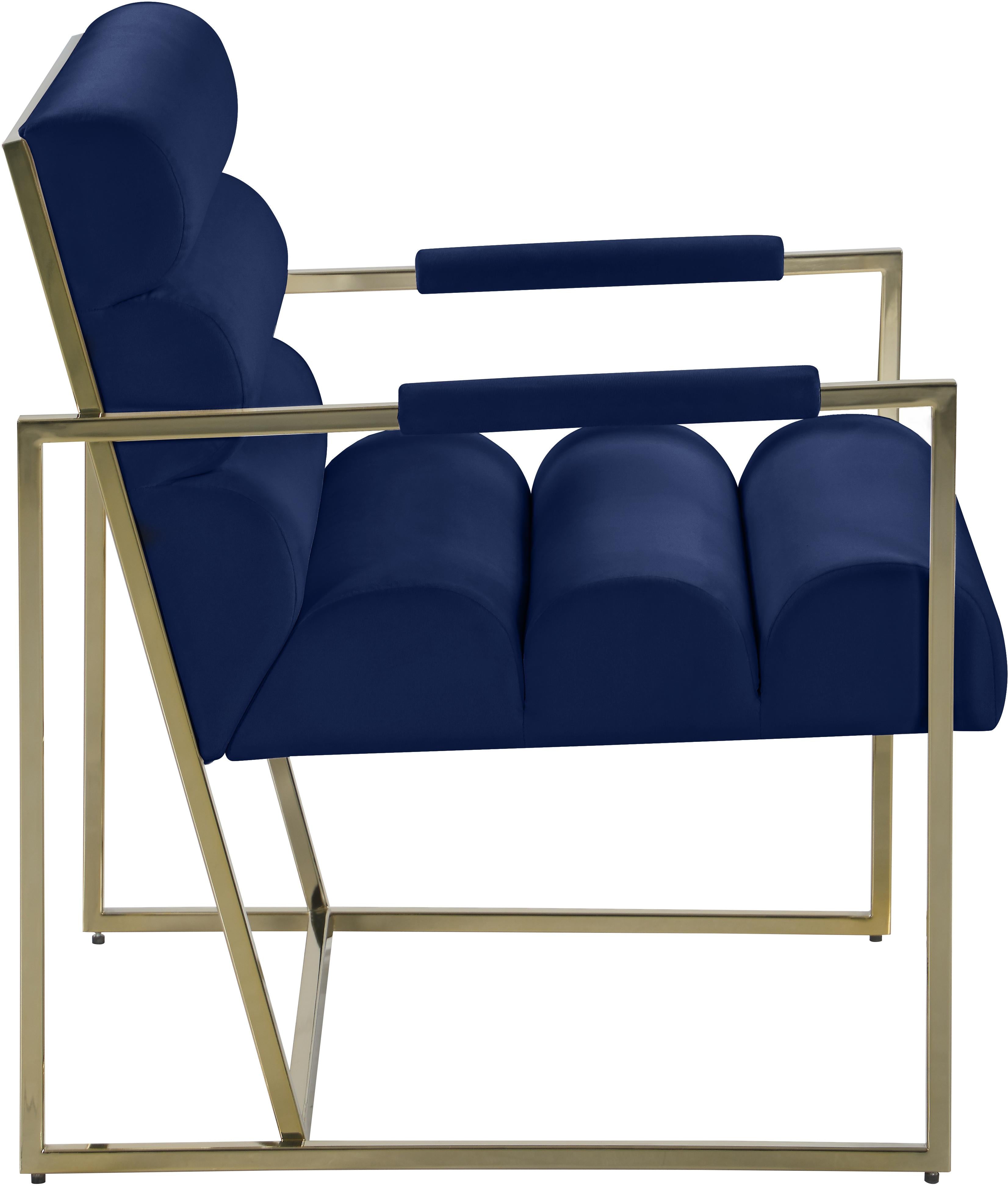 Wayne Navy Velvet Accent Chair - Luxury Home Furniture (MI)