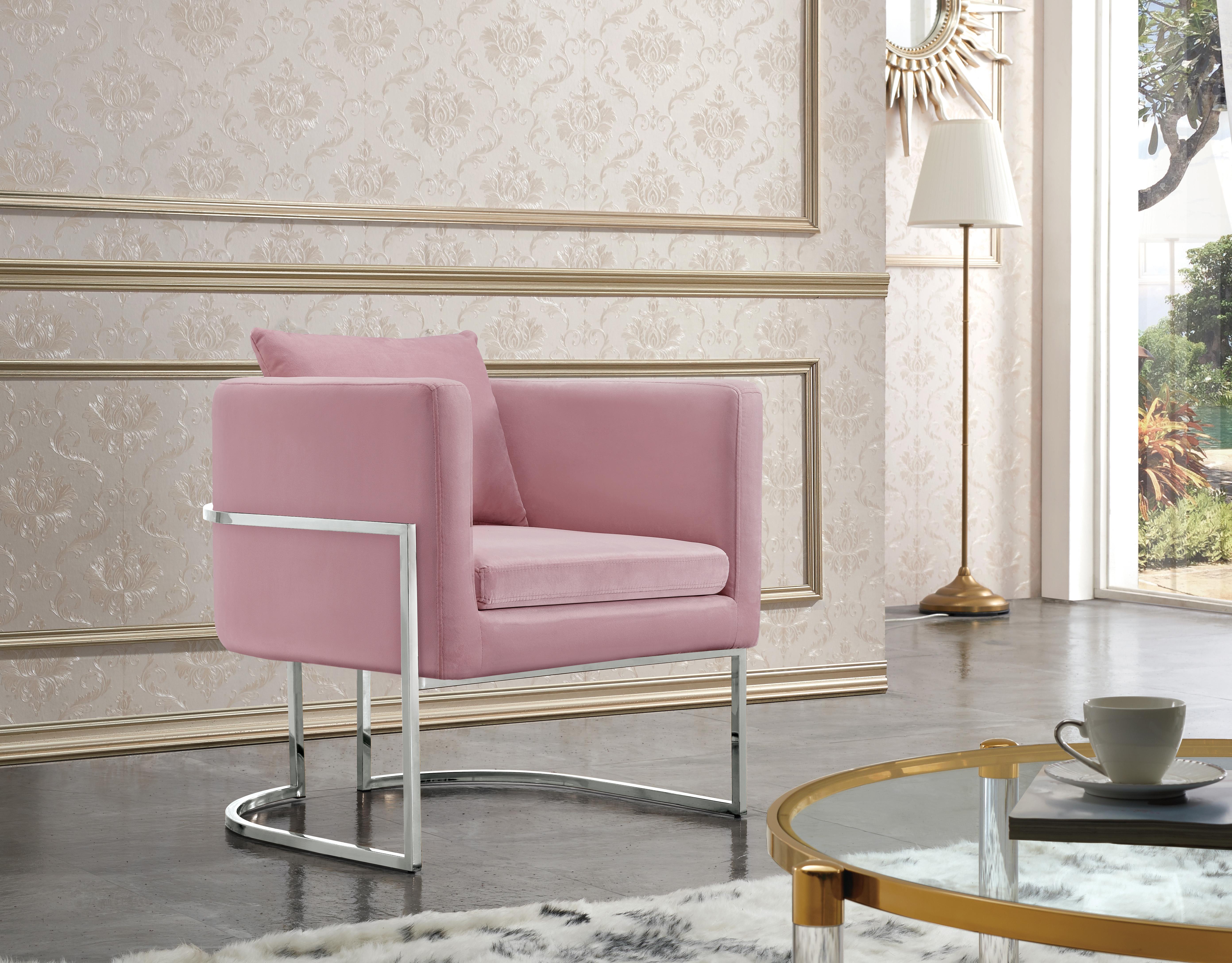 Pippa Pink Velvet Accent Chair - Luxury Home Furniture (MI)