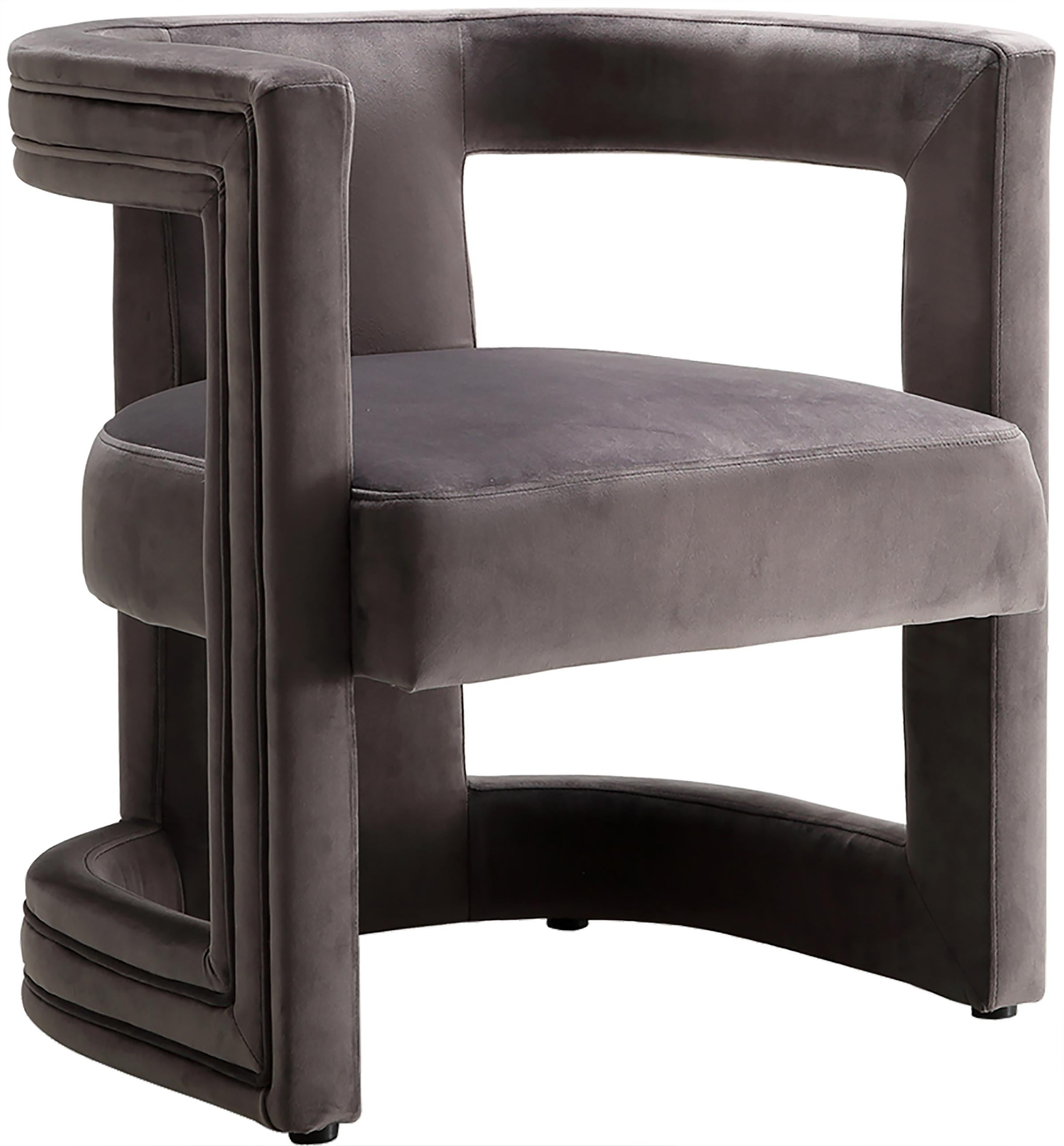 Blair Grey Velvet Accent Chair - Luxury Home Furniture (MI)