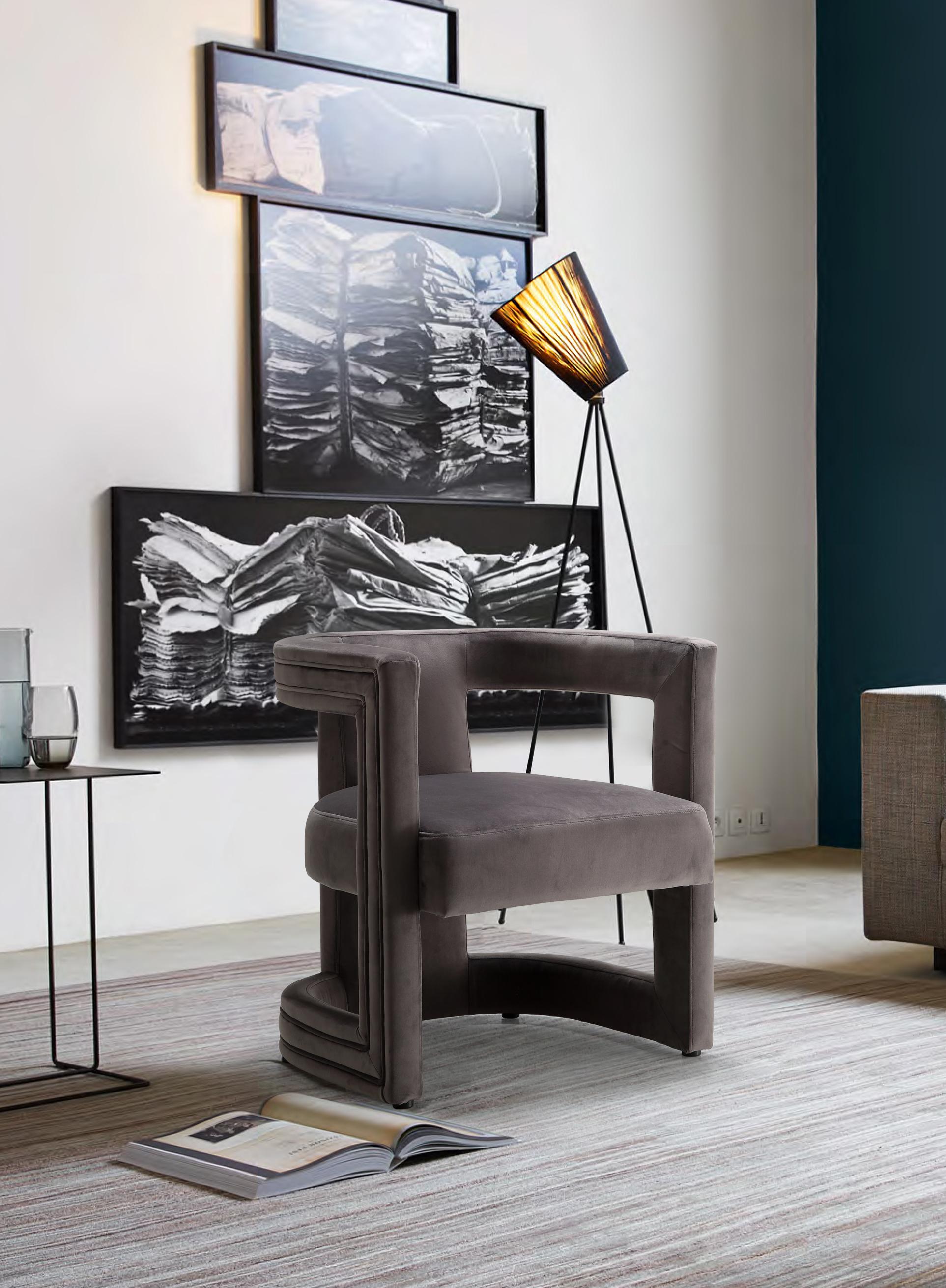 Blair Grey Velvet Accent Chair - Luxury Home Furniture (MI)