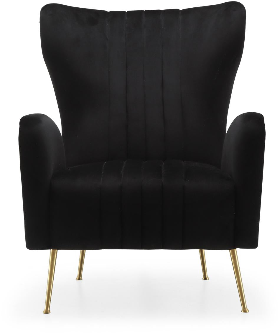 Opera Black Velvet Accent Chair - Luxury Home Furniture (MI)