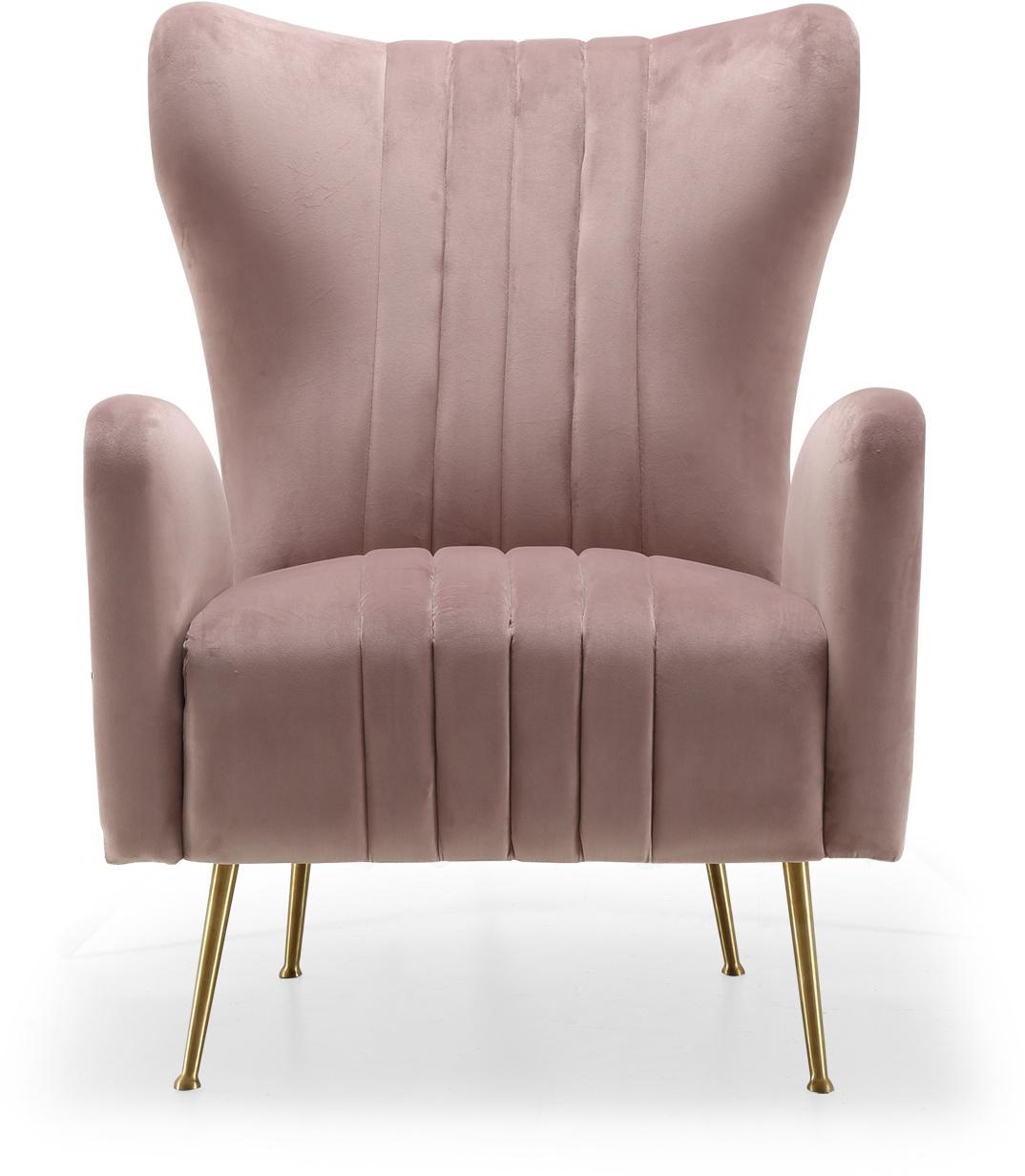 Opera Pink Velvet Accent Chair - Luxury Home Furniture (MI)