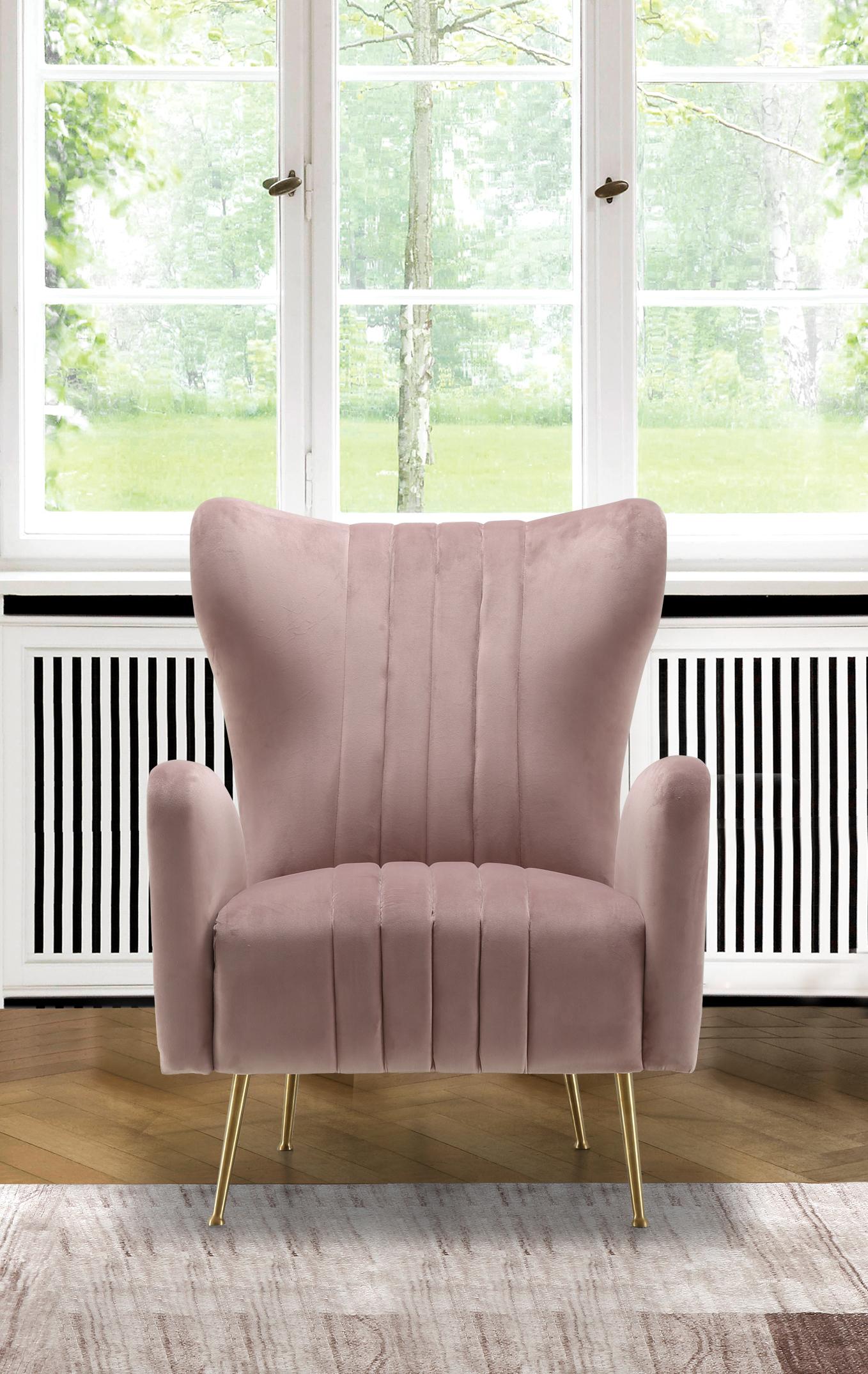 Opera Pink Velvet Accent Chair - Luxury Home Furniture (MI)