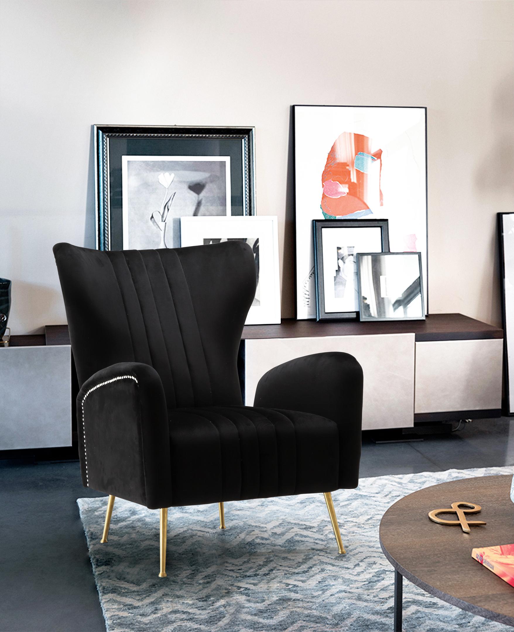 Opera Black Velvet Accent Chair - Luxury Home Furniture (MI)