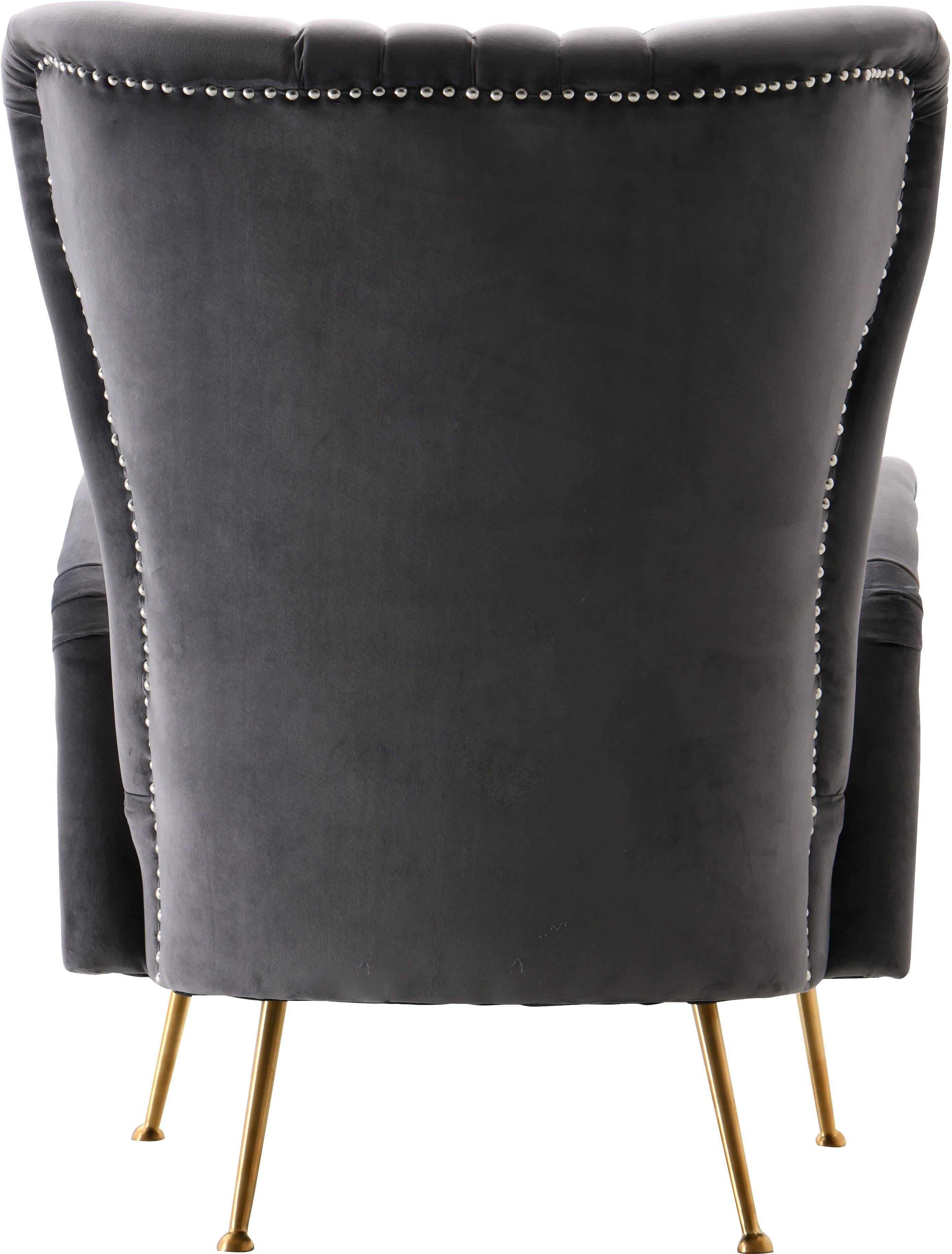 Opera Grey Velvet Accent Chair - Luxury Home Furniture (MI)