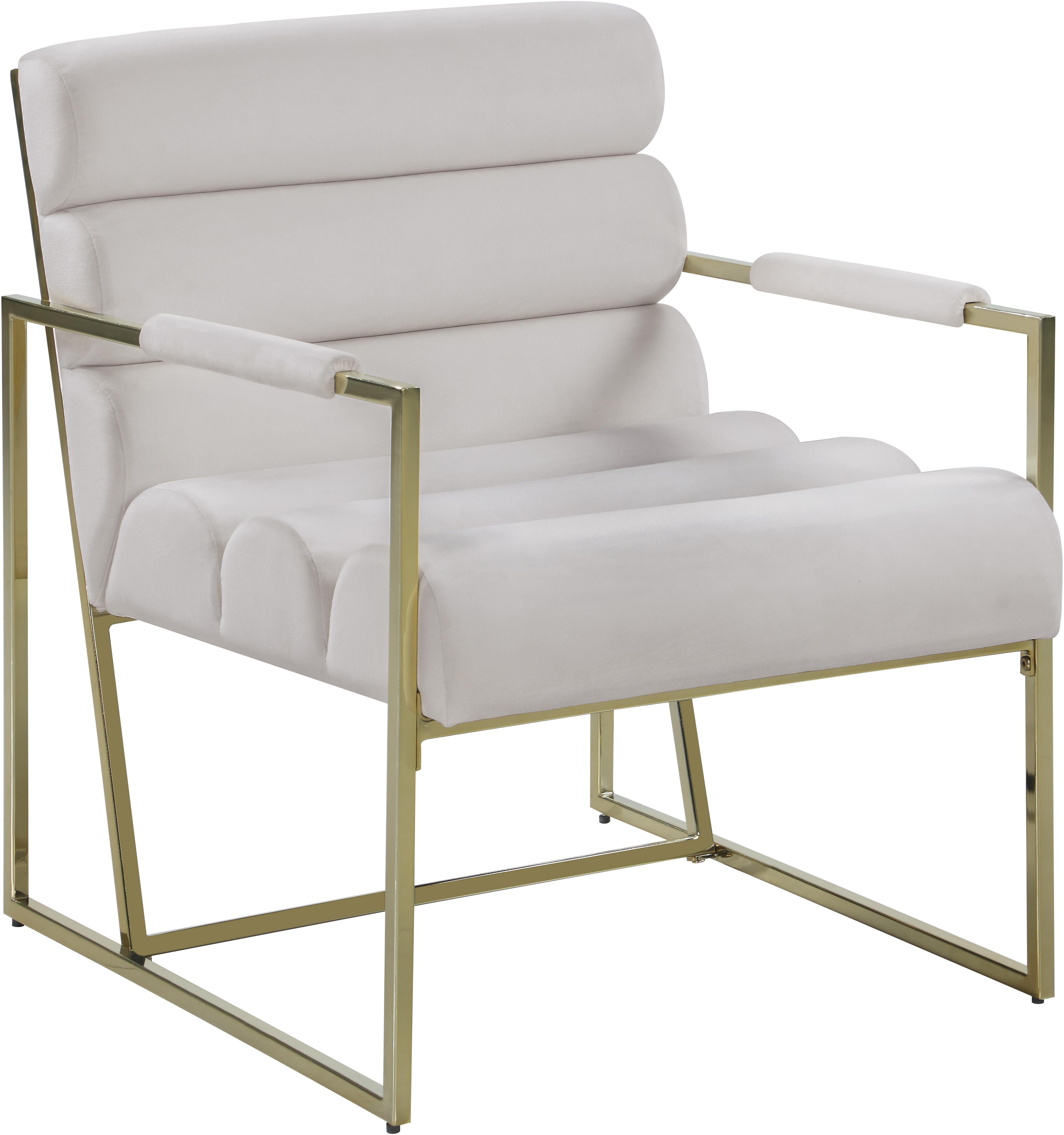 Wayne Cream Velvet Accent Chair - Luxury Home Furniture (MI)