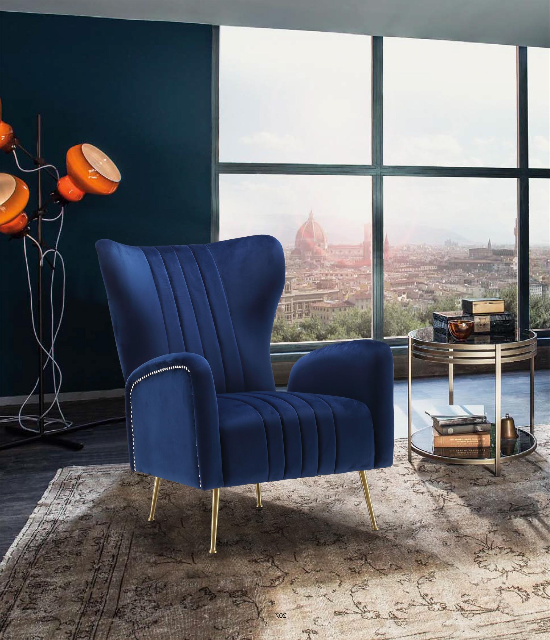 Opera Navy Velvet Accent Chair - Luxury Home Furniture (MI)