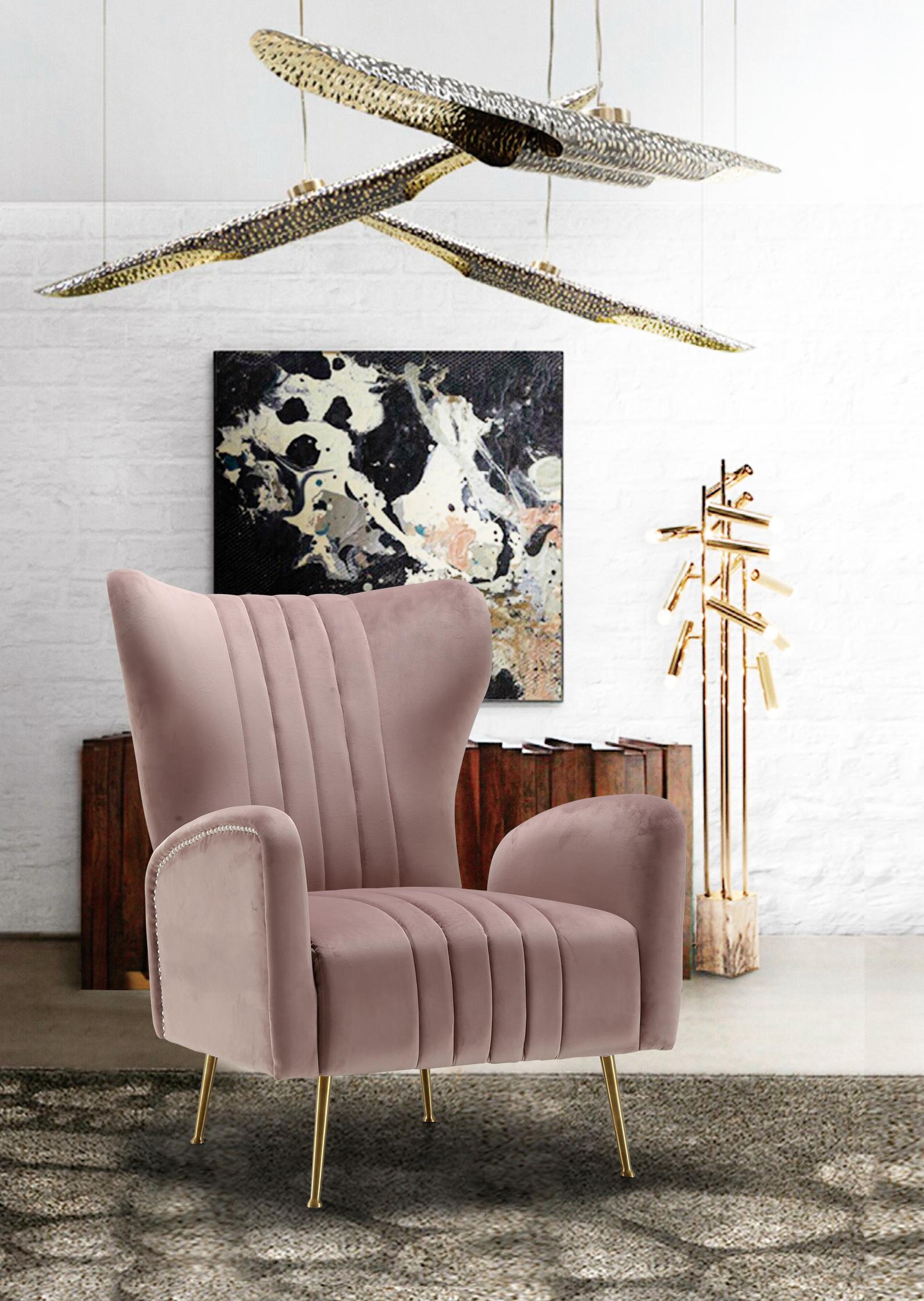 Opera Pink Velvet Accent Chair - Luxury Home Furniture (MI)