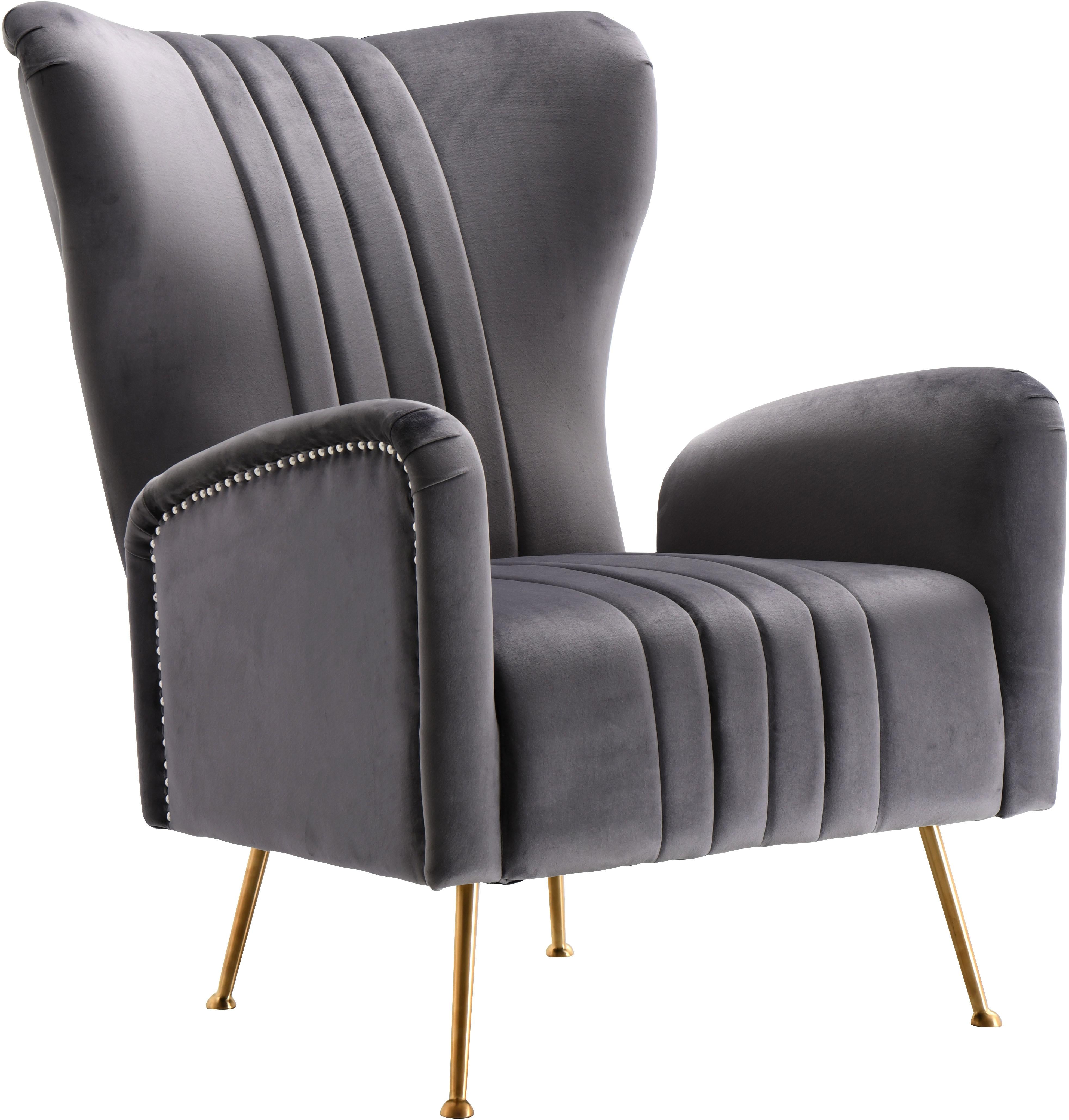 Opera Grey Velvet Accent Chair - Luxury Home Furniture (MI)