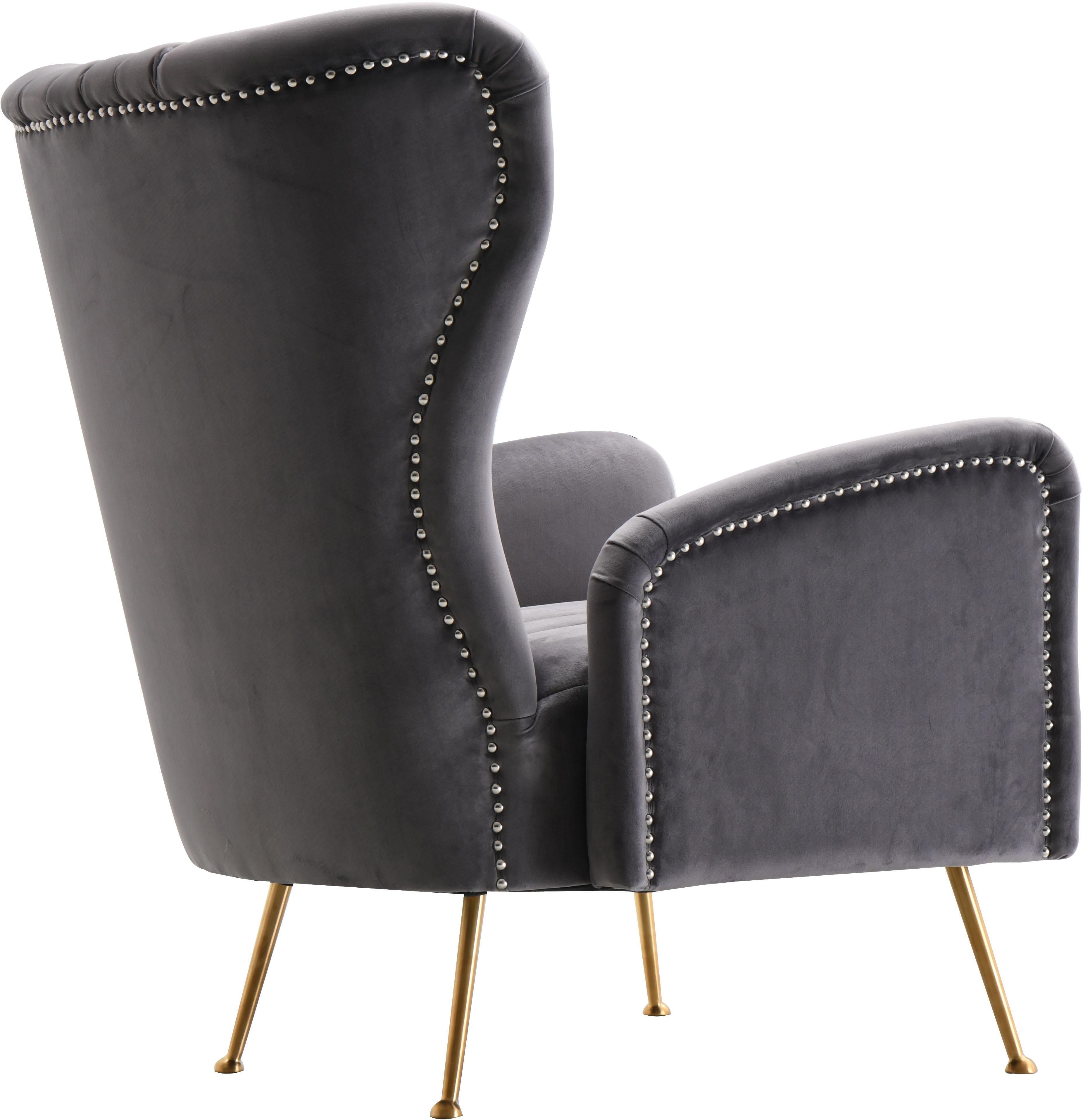 Opera Grey Velvet Accent Chair - Luxury Home Furniture (MI)