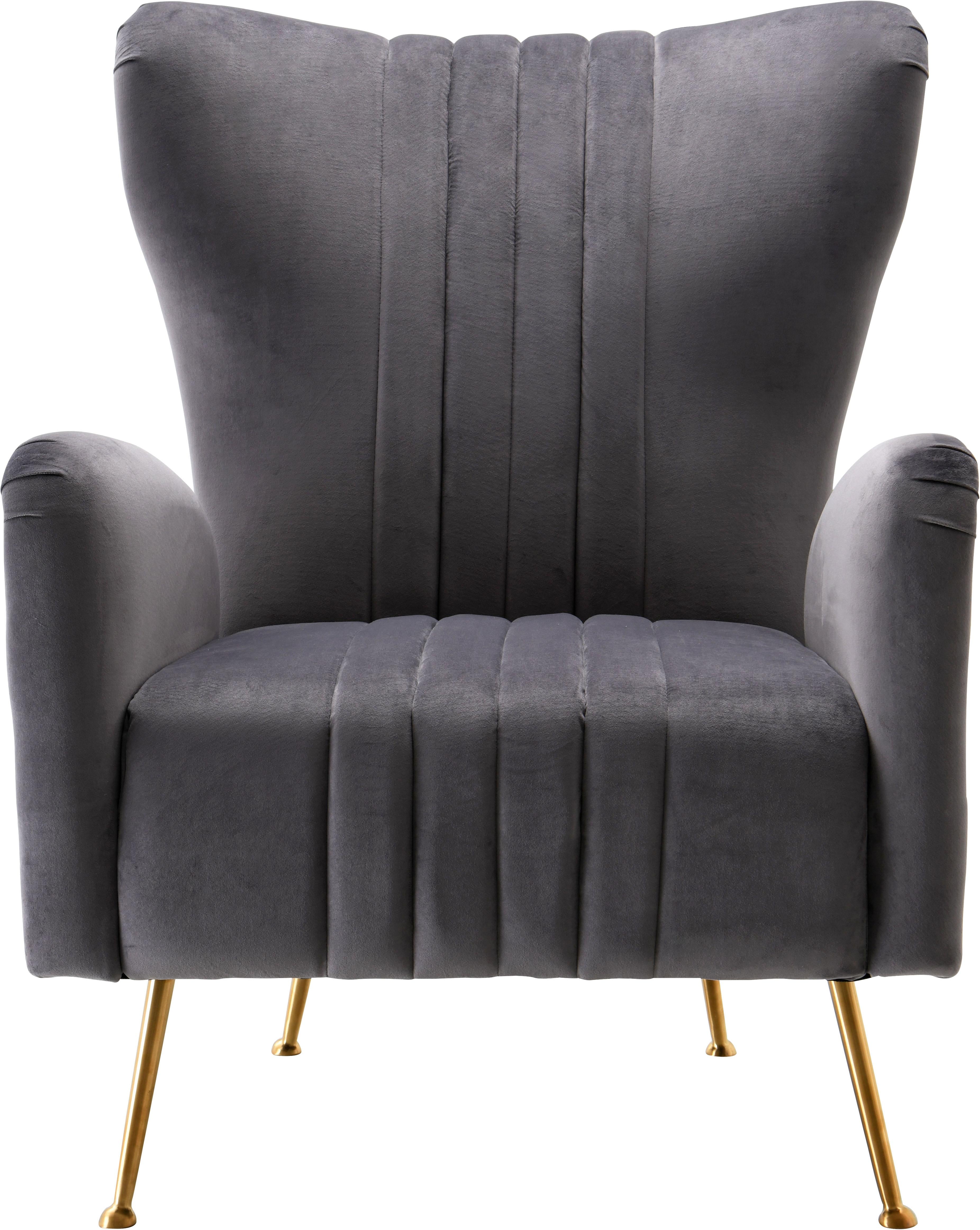 Opera Grey Velvet Accent Chair - Luxury Home Furniture (MI)