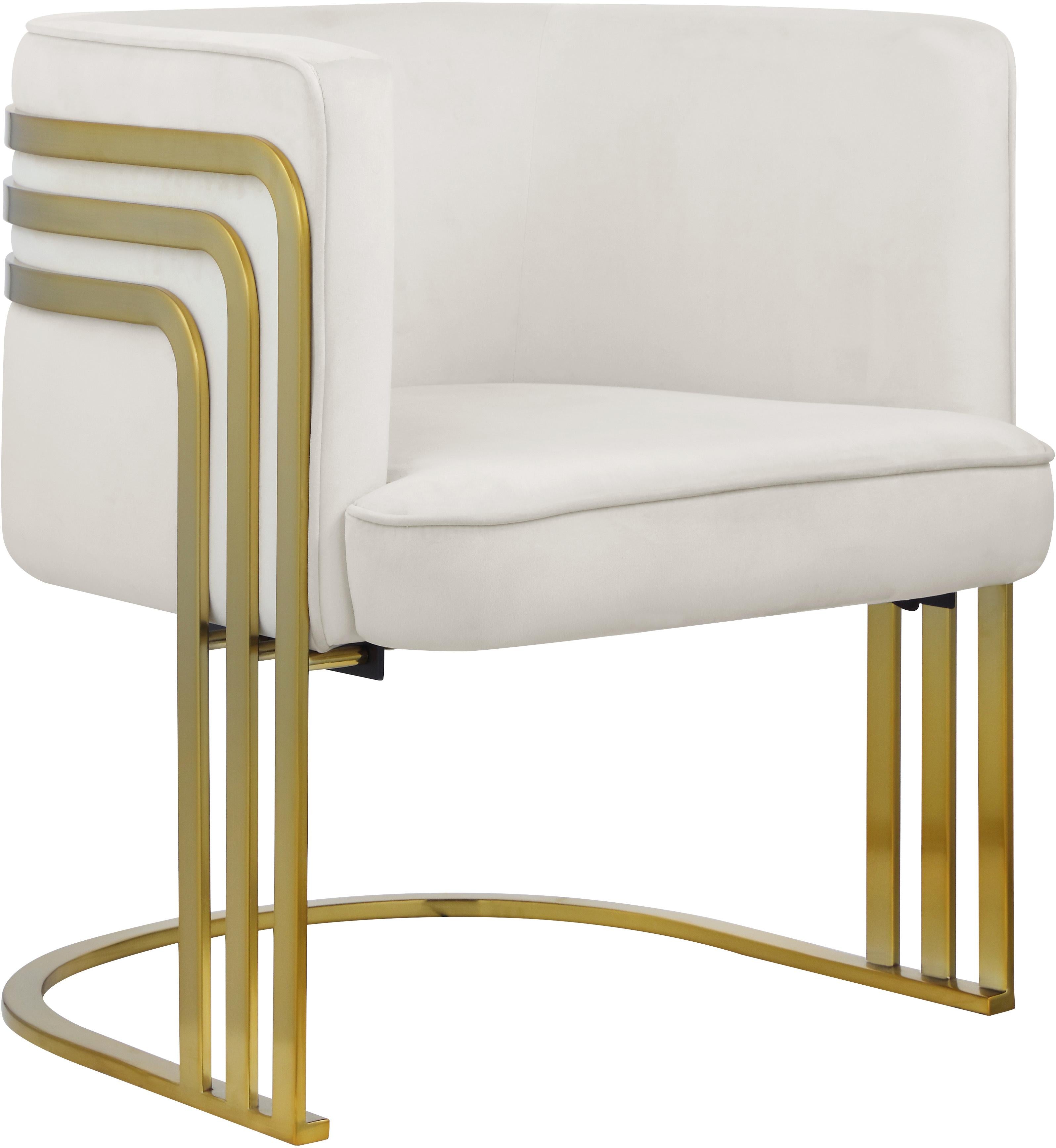 Rays Cream Velvet Accent Chair - Luxury Home Furniture (MI)