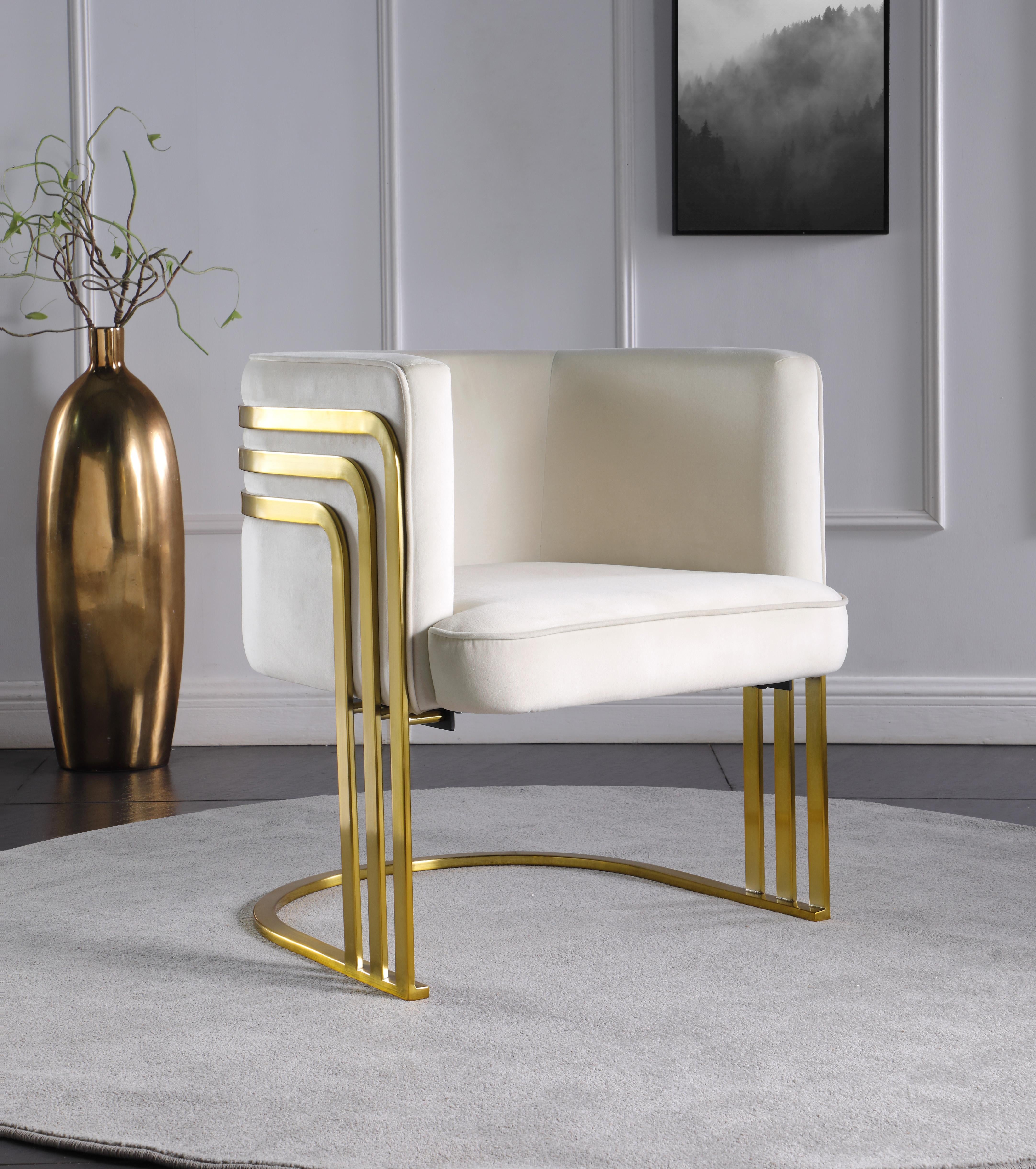 Rays Cream Velvet Accent Chair - Luxury Home Furniture (MI)