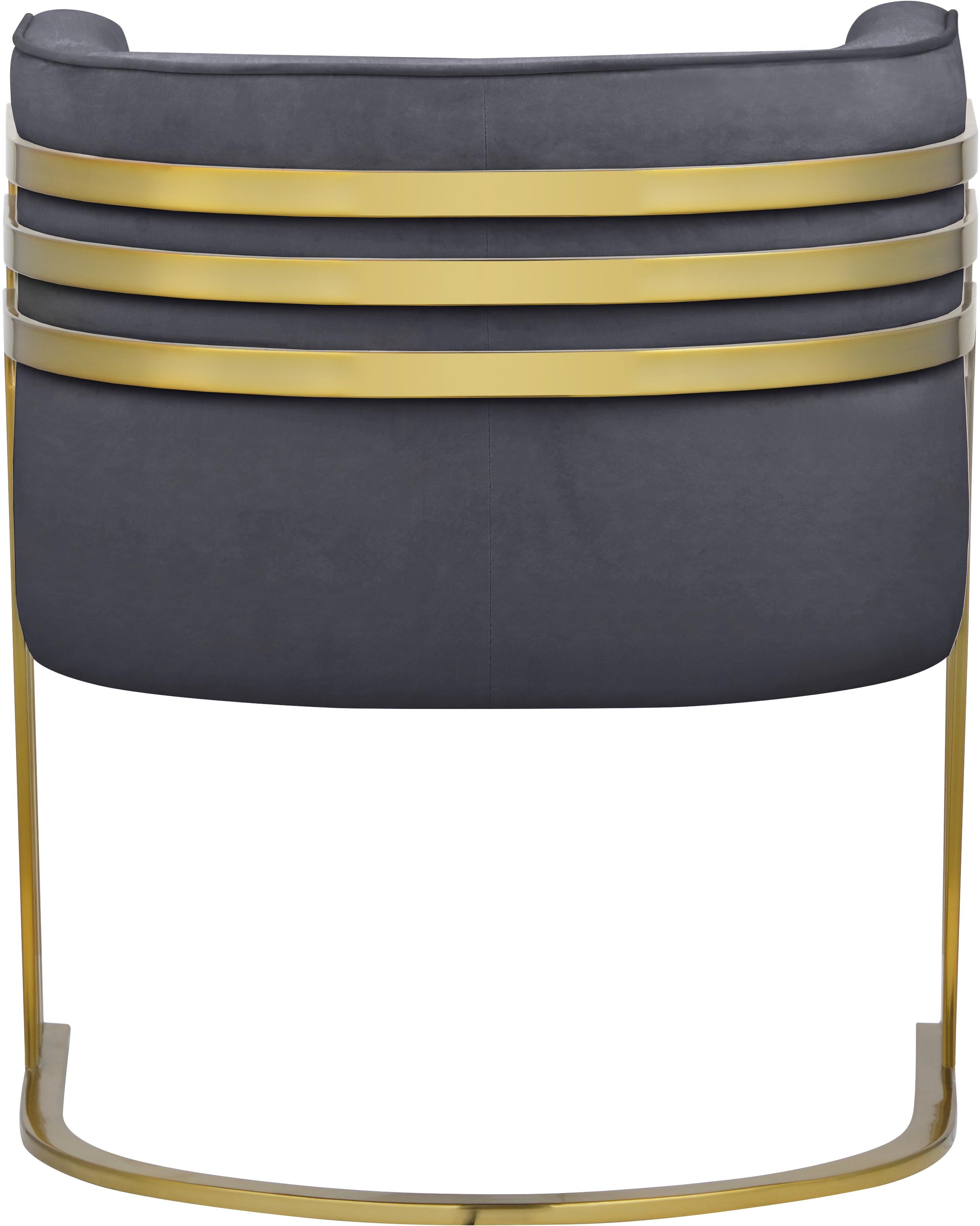 Rays Grey Velvet Accent Chair - Luxury Home Furniture (MI)