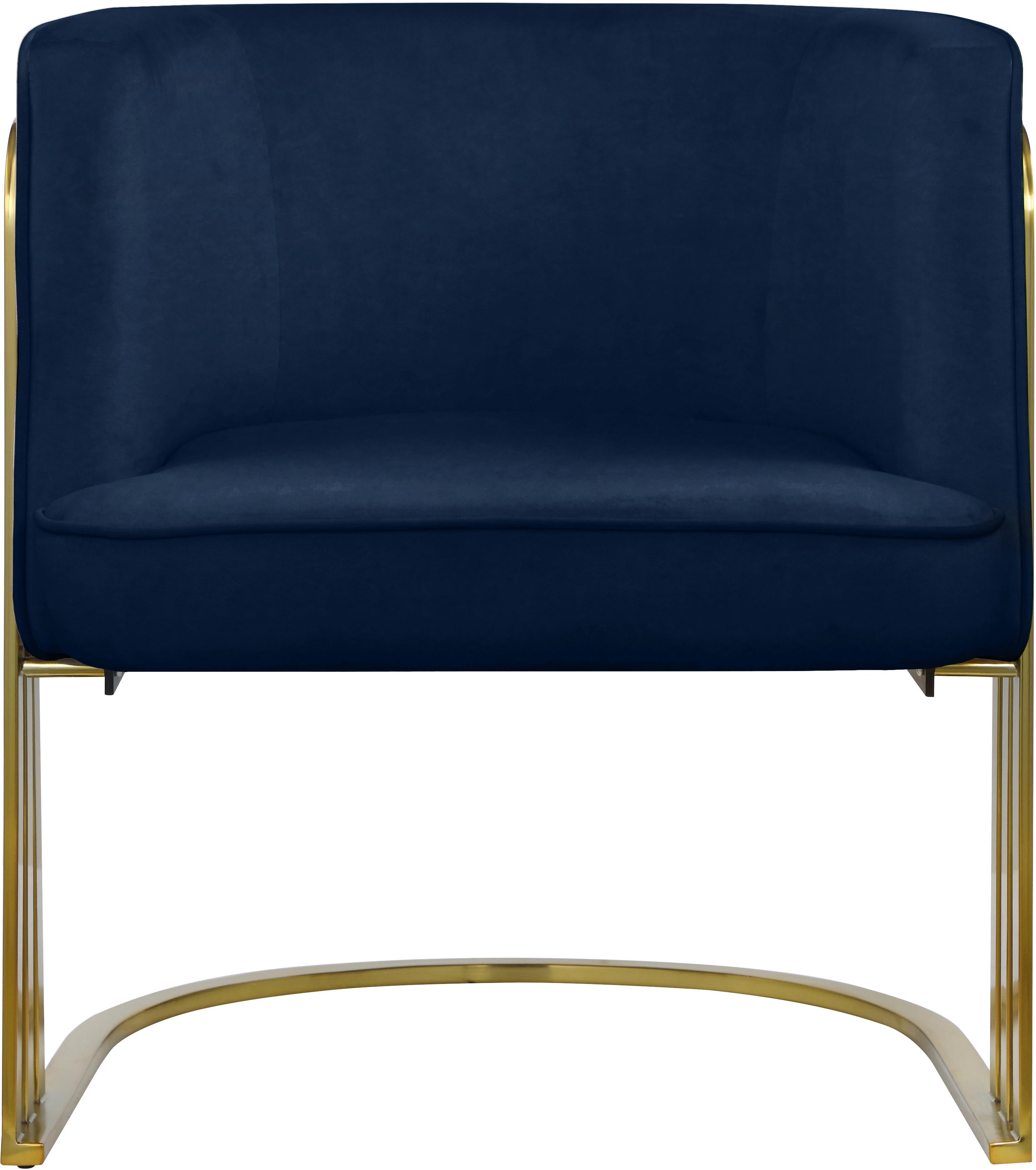Rays Navy Velvet Accent Chair - Luxury Home Furniture (MI)