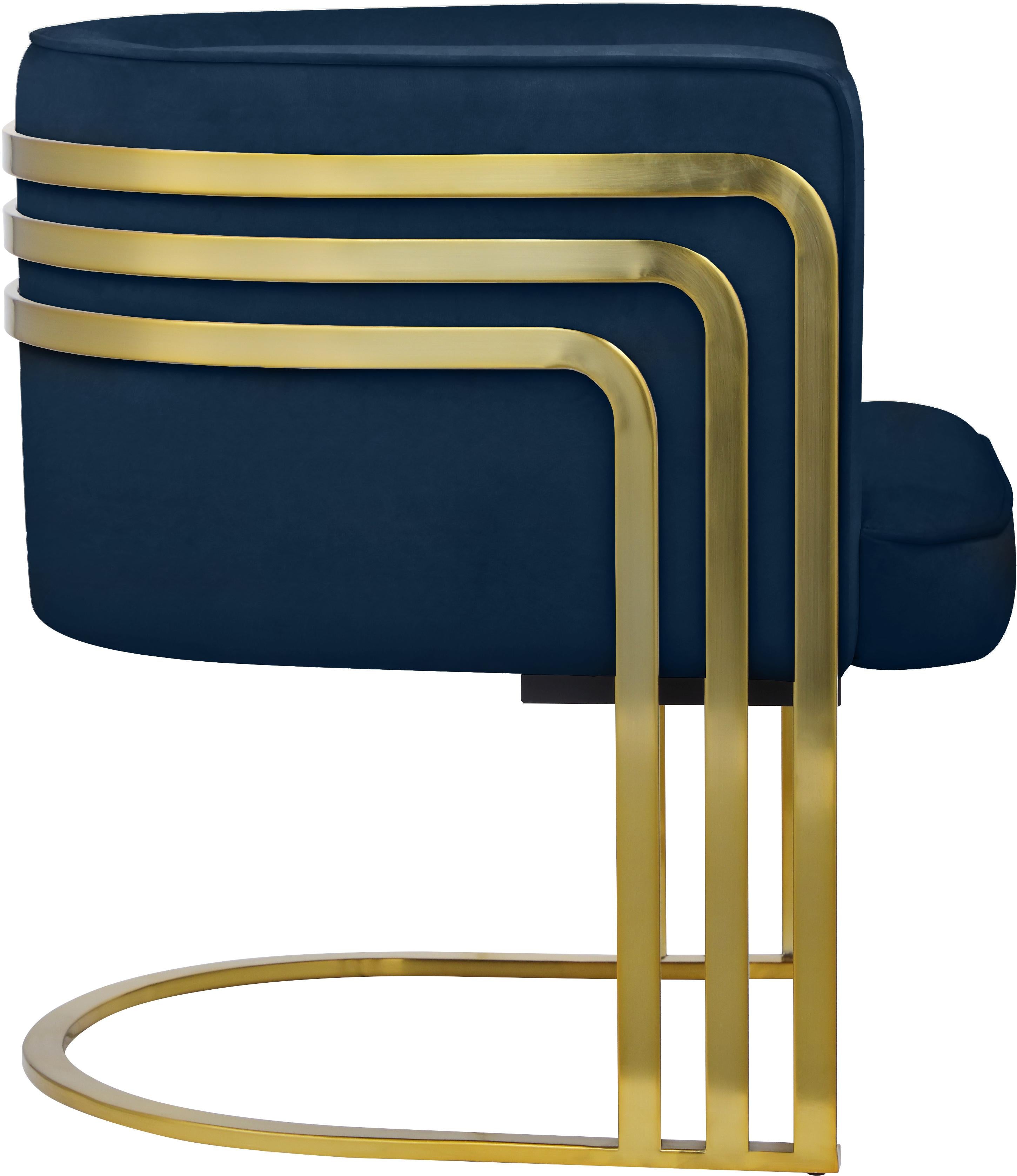 Rays Navy Velvet Accent Chair - Luxury Home Furniture (MI)