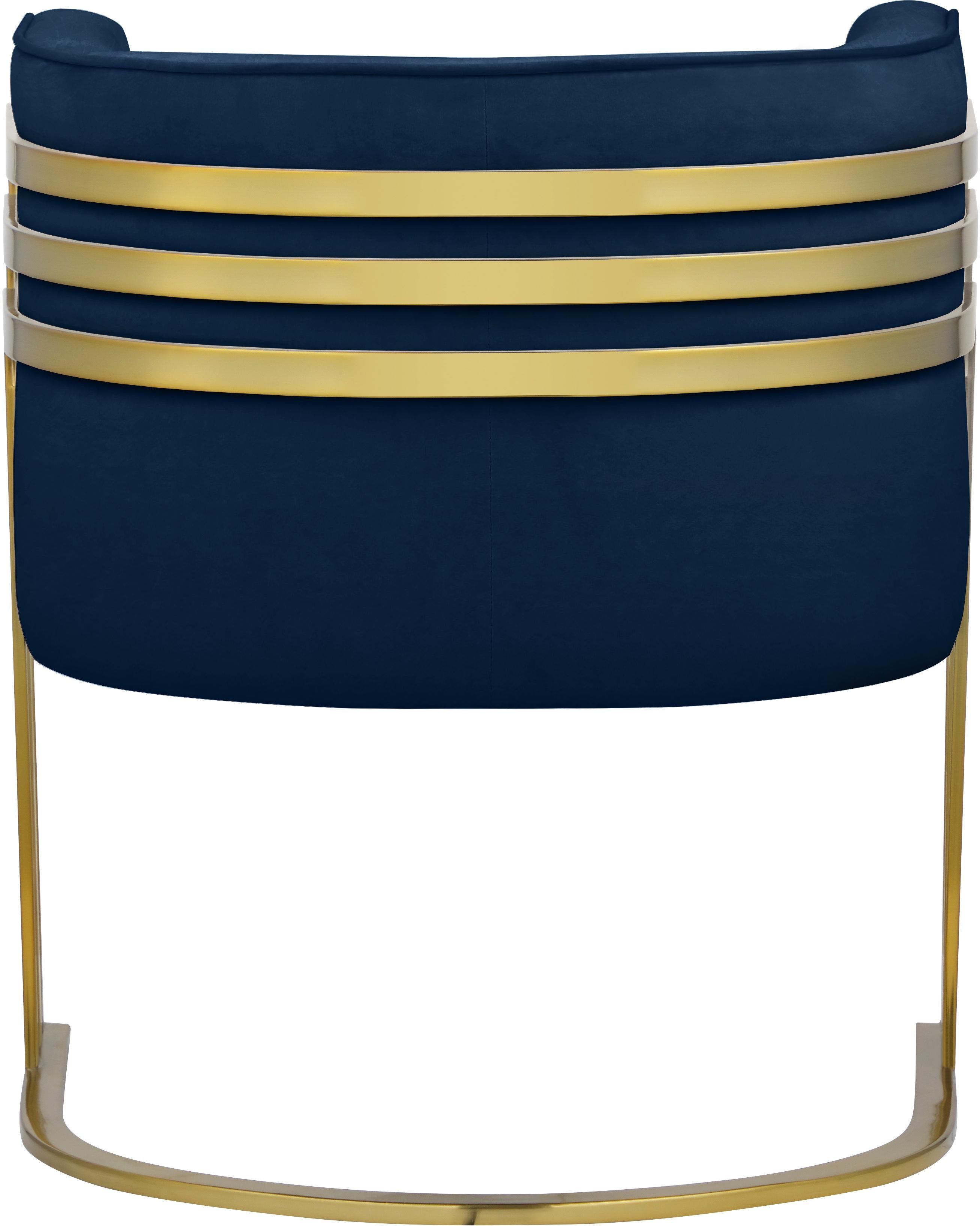 Rays Navy Velvet Accent Chair - Luxury Home Furniture (MI)