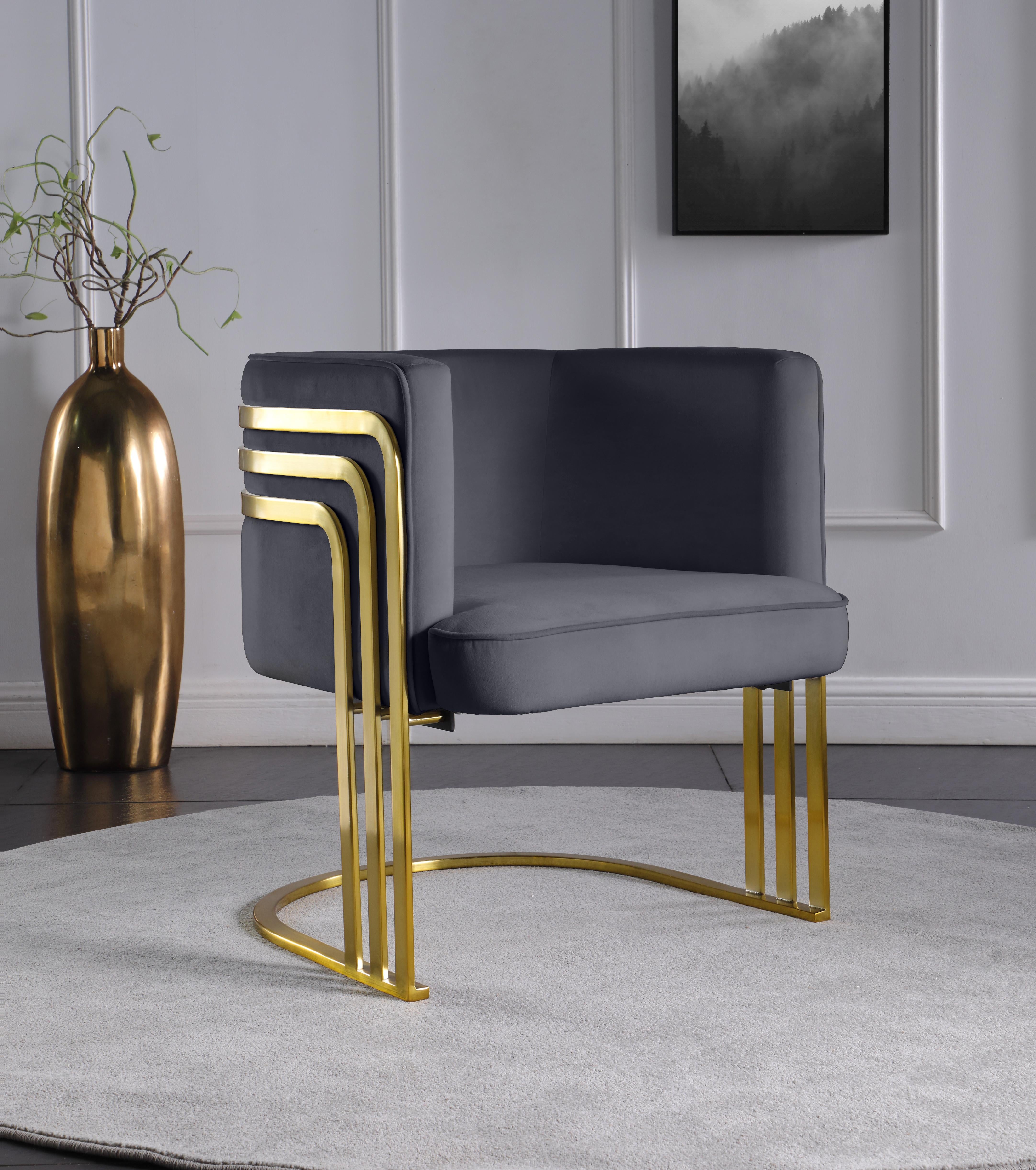 Rays Grey Velvet Accent Chair - Luxury Home Furniture (MI)