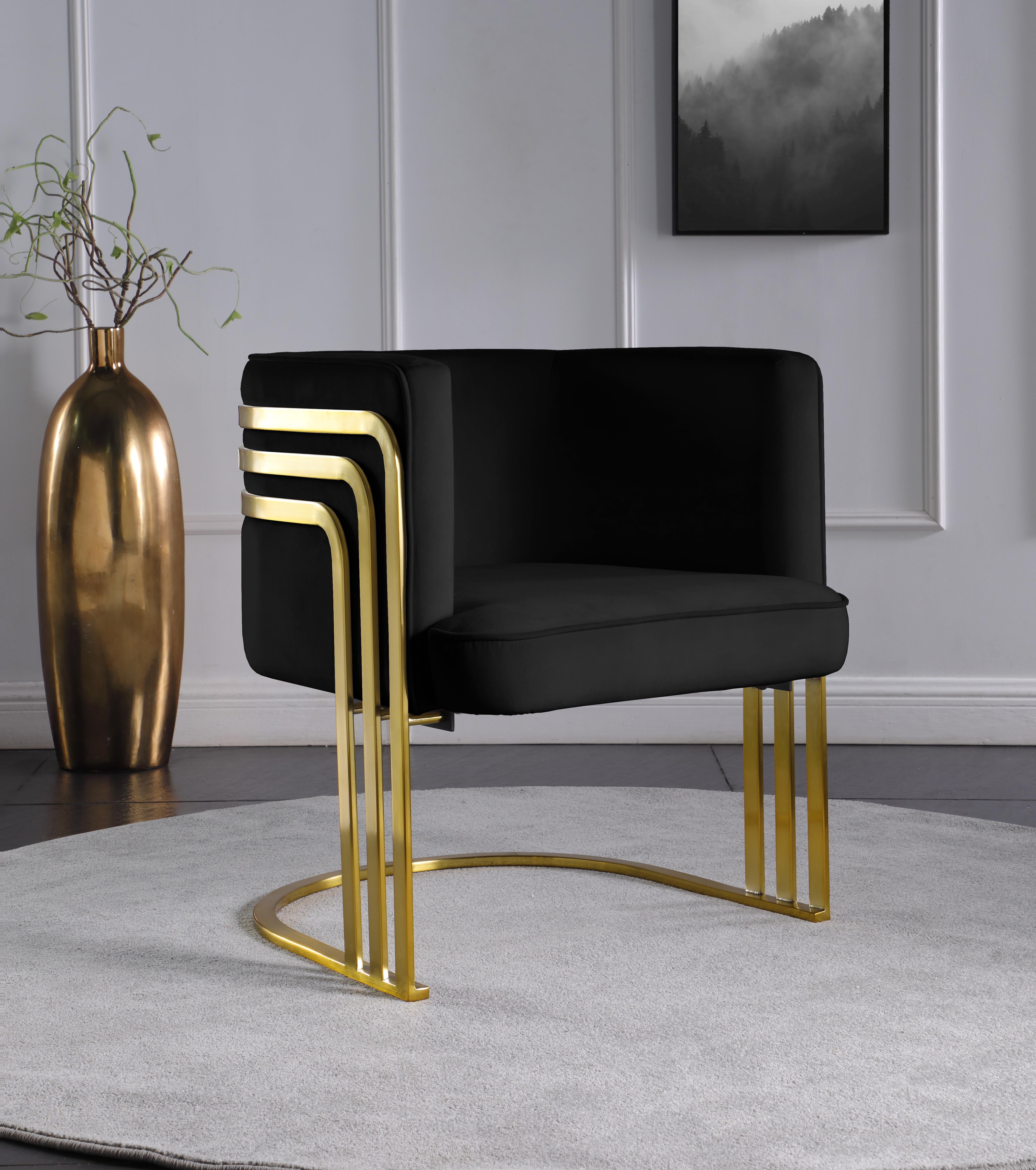 Rays Black Velvet Accent Chair - Luxury Home Furniture (MI)