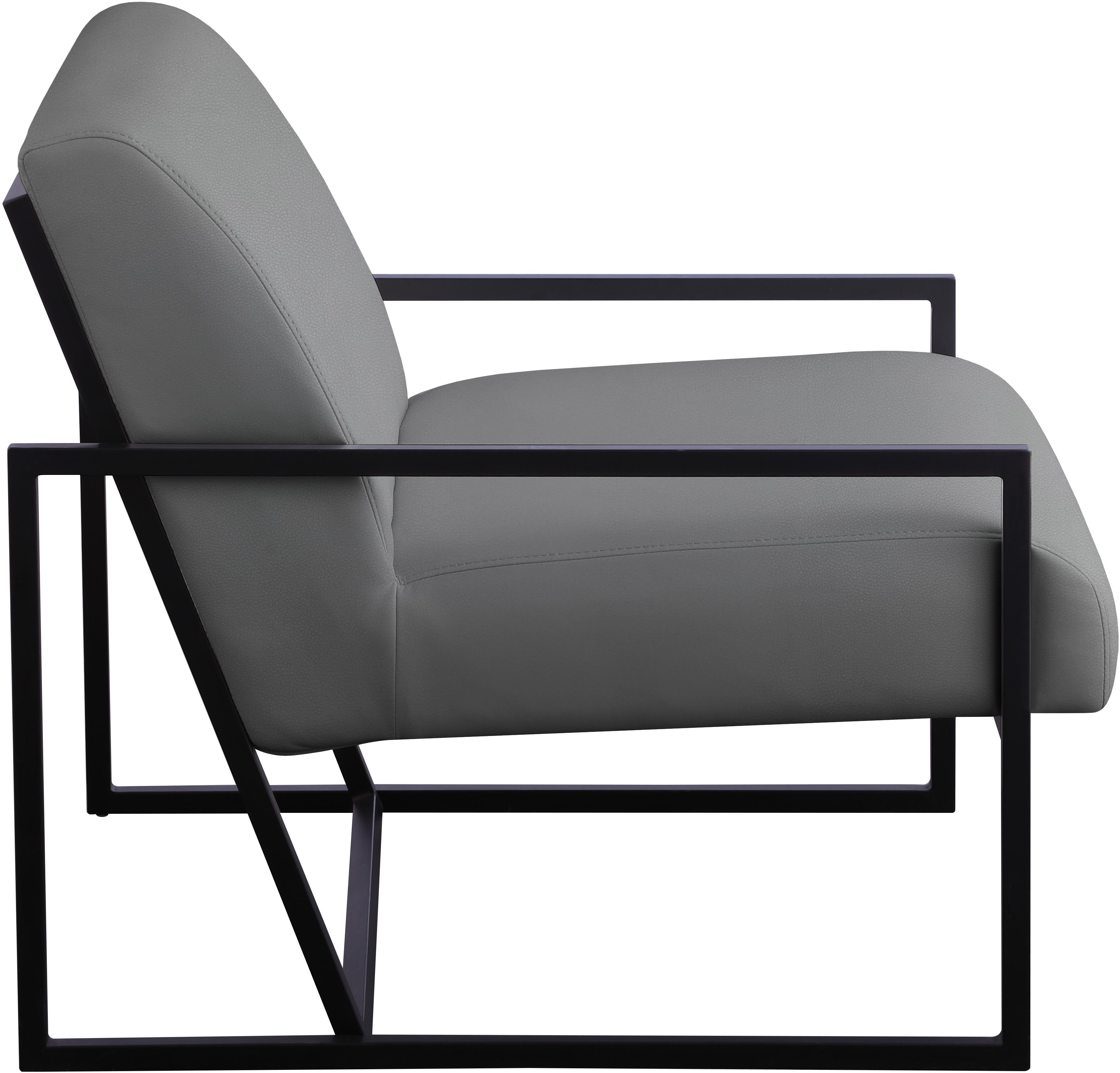 Industry Grey Faux Leather Accent Chair - Luxury Home Furniture (MI)