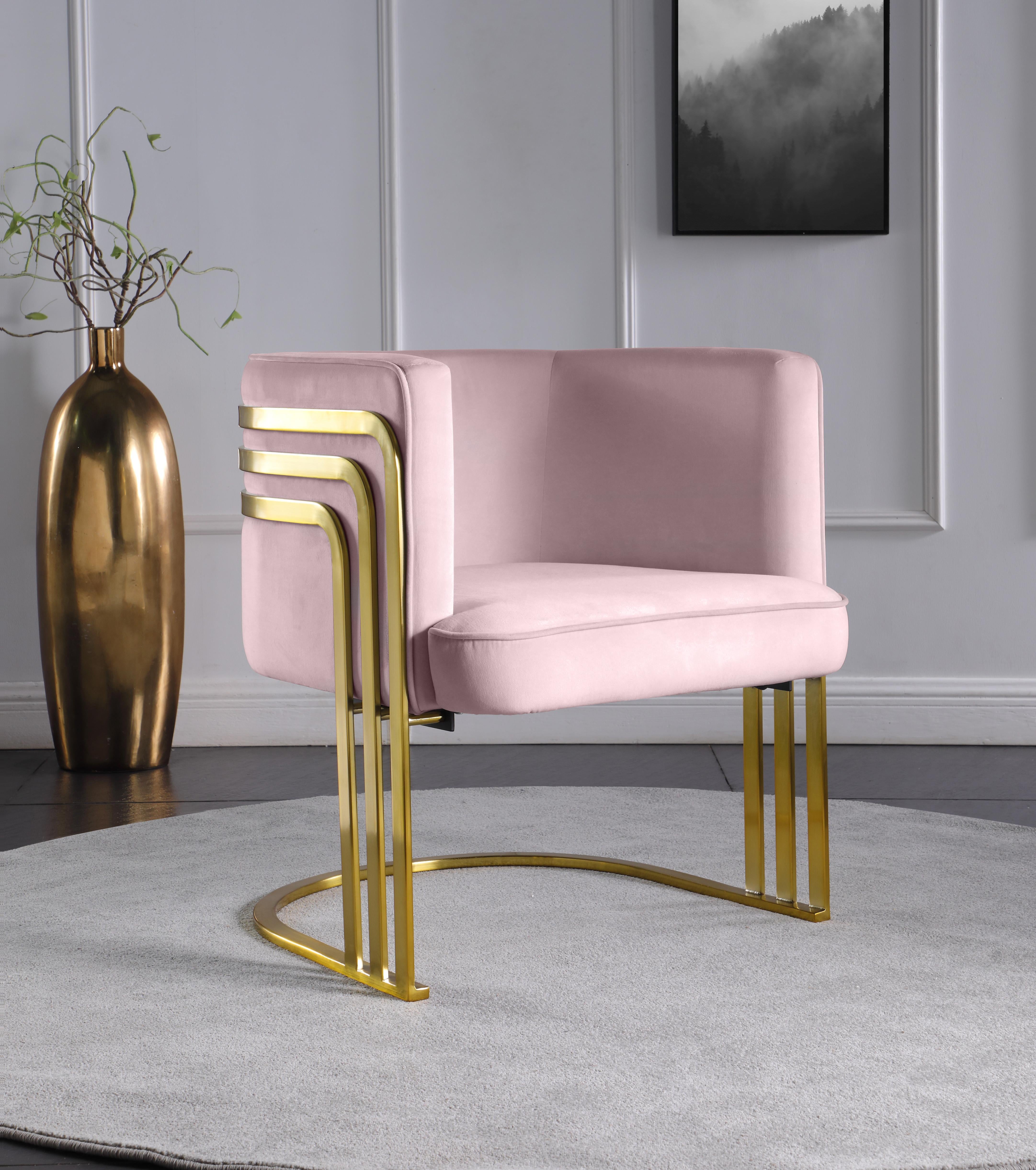 Rays Pink Velvet Accent Chair - Luxury Home Furniture (MI)