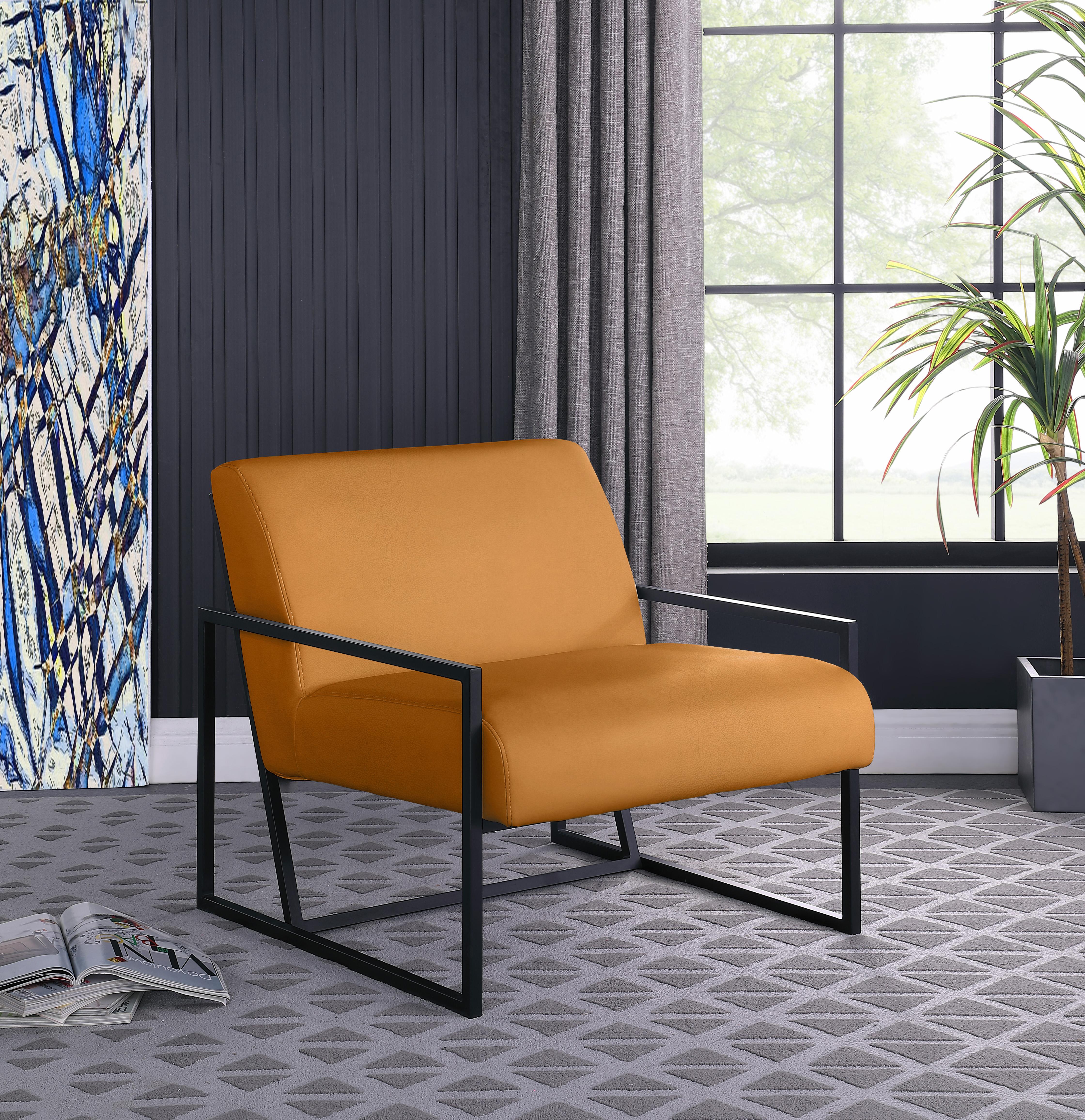 Industry Cognac Faux Leather Accent Chair - Luxury Home Furniture (MI)