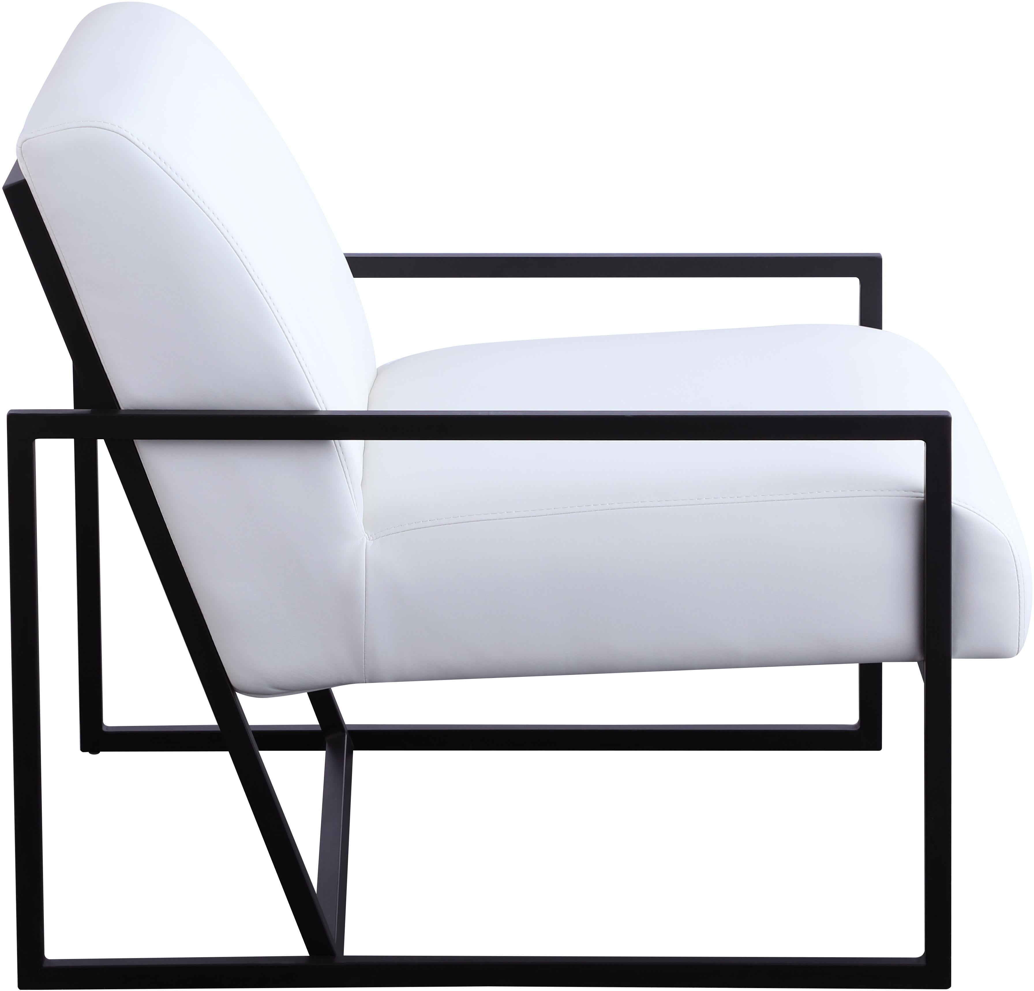 Industry White Faux Leather Accent Chair - Luxury Home Furniture (MI)