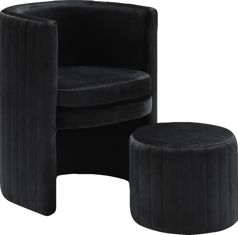 Selena Black Velvet Accent Chair and Ottoman Set - Luxury Home Furniture (MI)