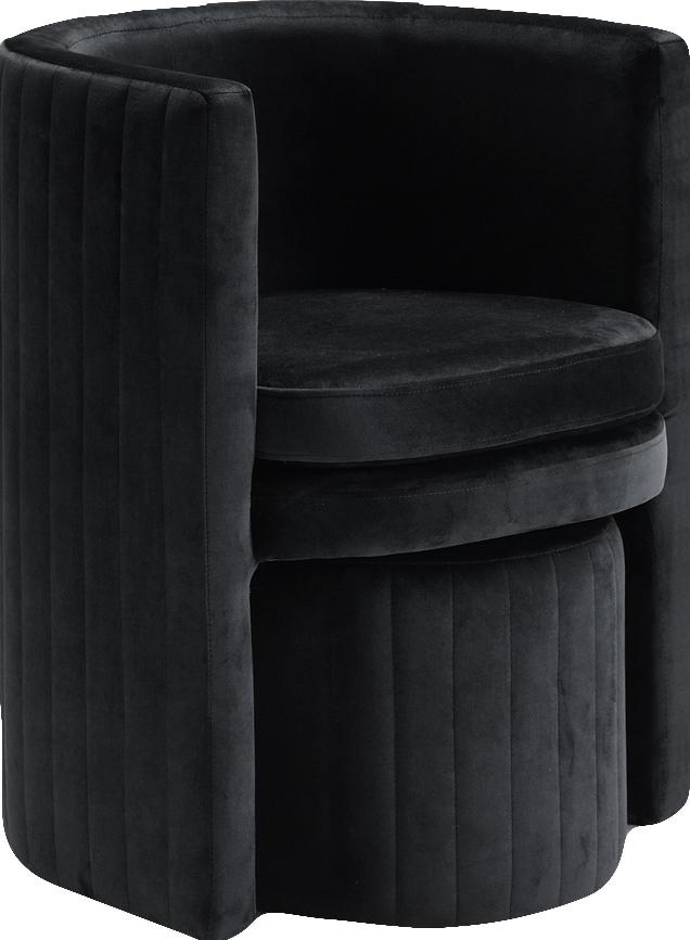 Selena Black Velvet Accent Chair and Ottoman Set - Luxury Home Furniture (MI)