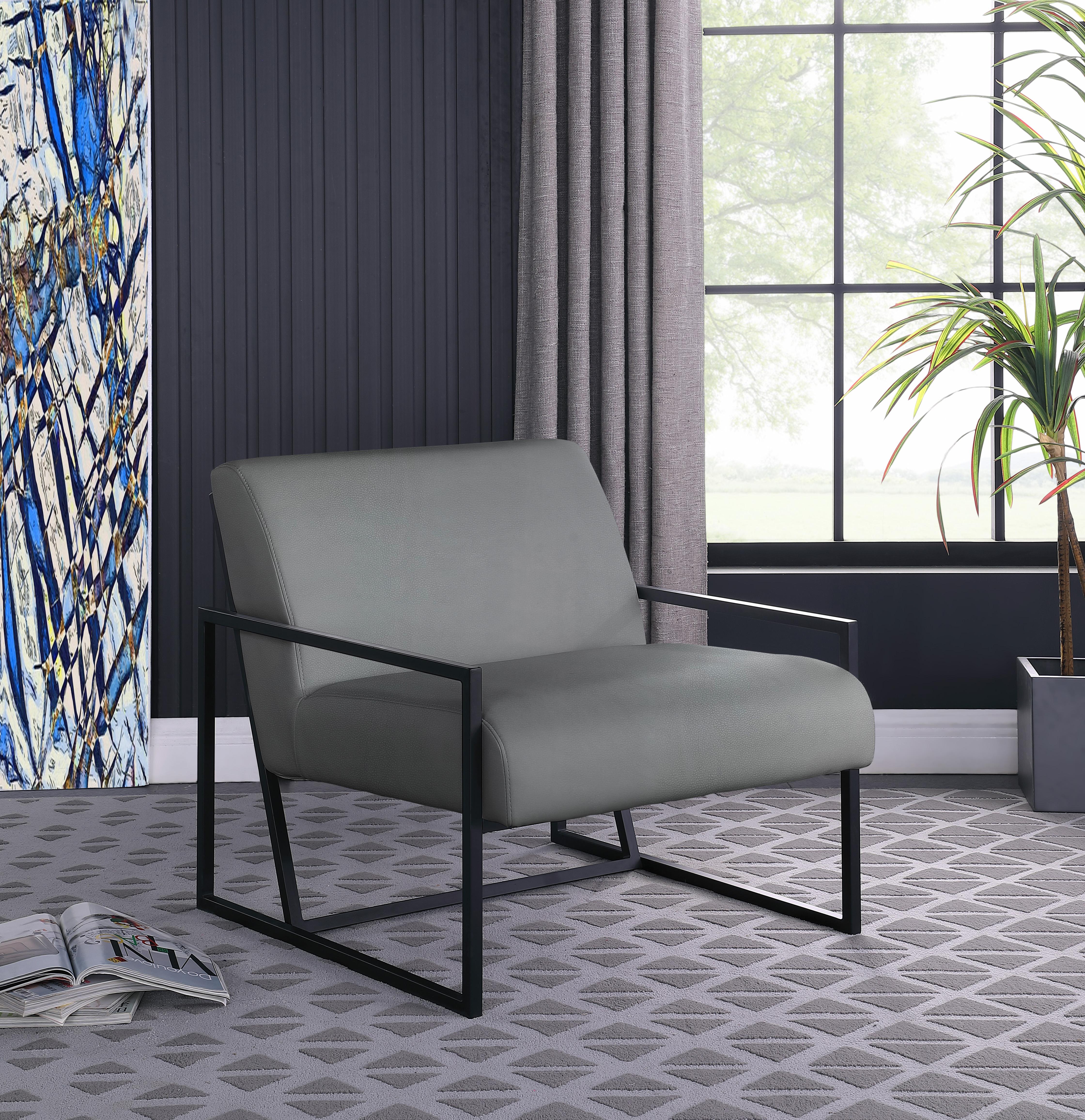 Industry Grey Faux Leather Accent Chair - Luxury Home Furniture (MI)