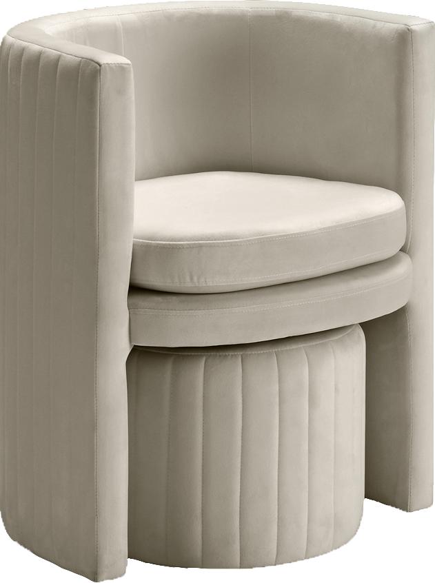 Selena Cream Velvet Accent Chair and Ottoman Set - Luxury Home Furniture (MI)