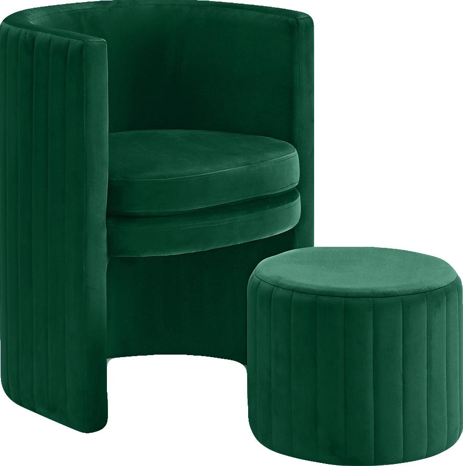 Selena Green Velvet Accent Chair and Ottoman Set - Luxury Home Furniture (MI)