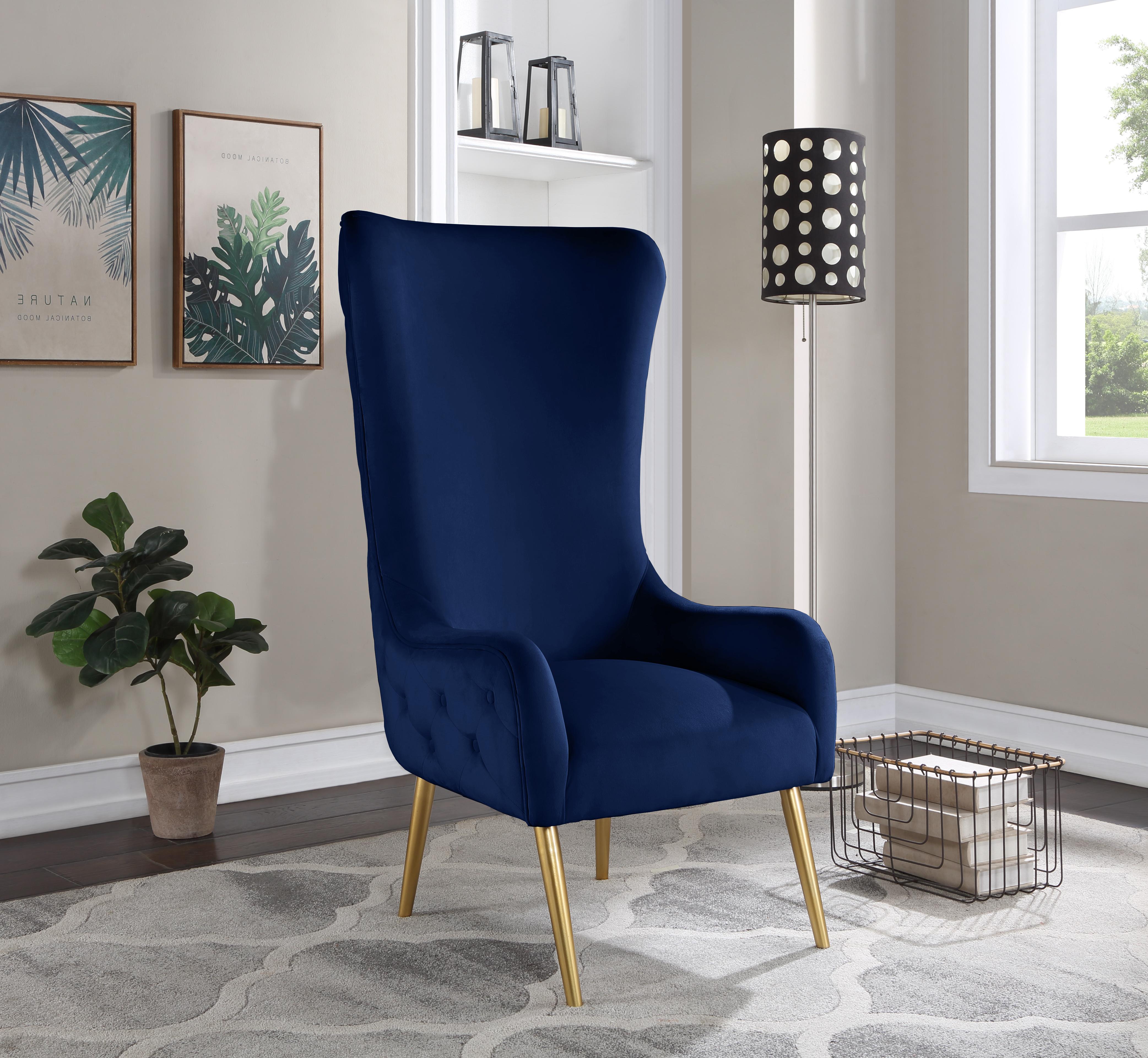 Alexander Navy Velvet Accent Chair - Luxury Home Furniture (MI)