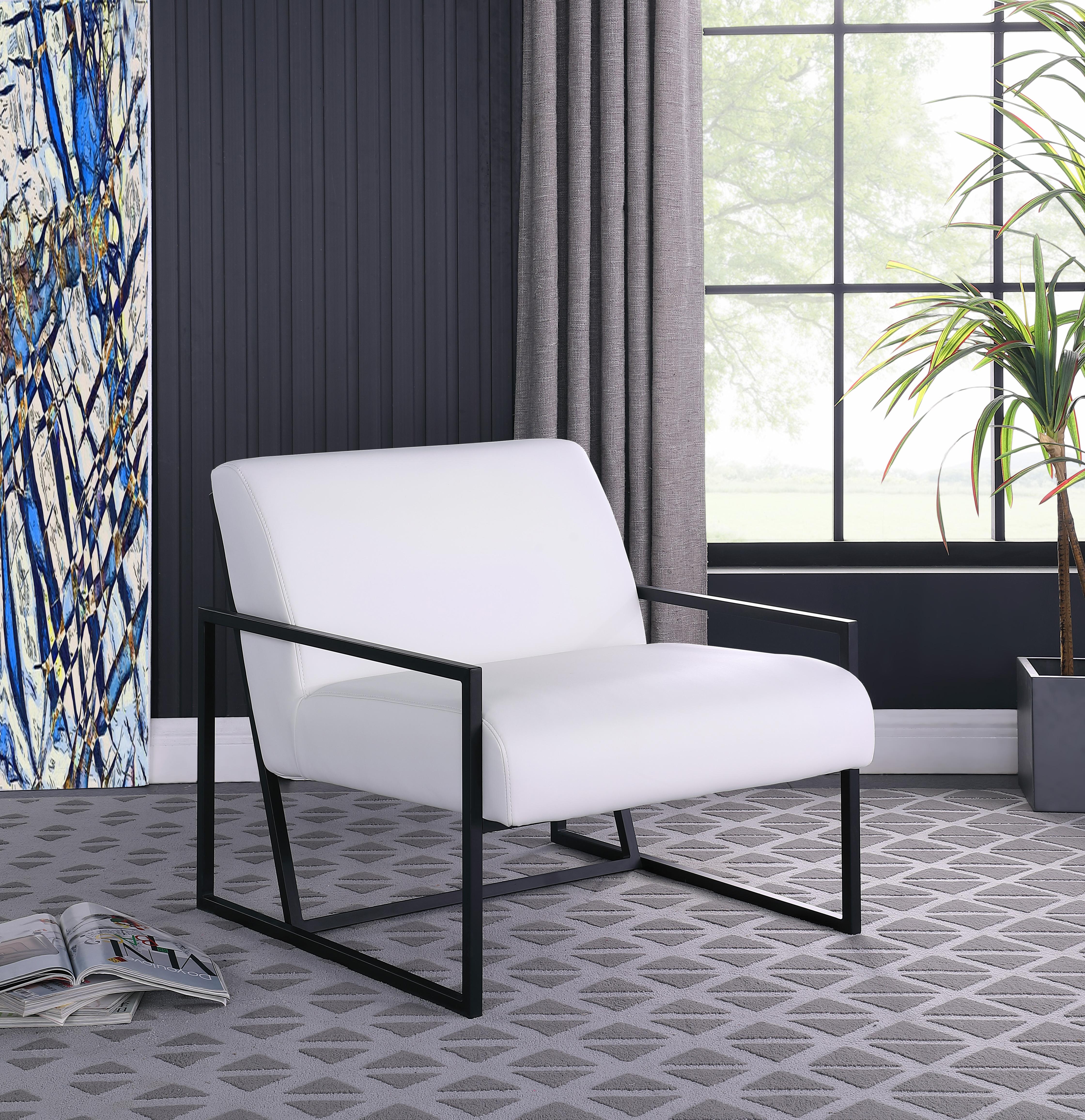 Industry White Faux Leather Accent Chair - Luxury Home Furniture (MI)