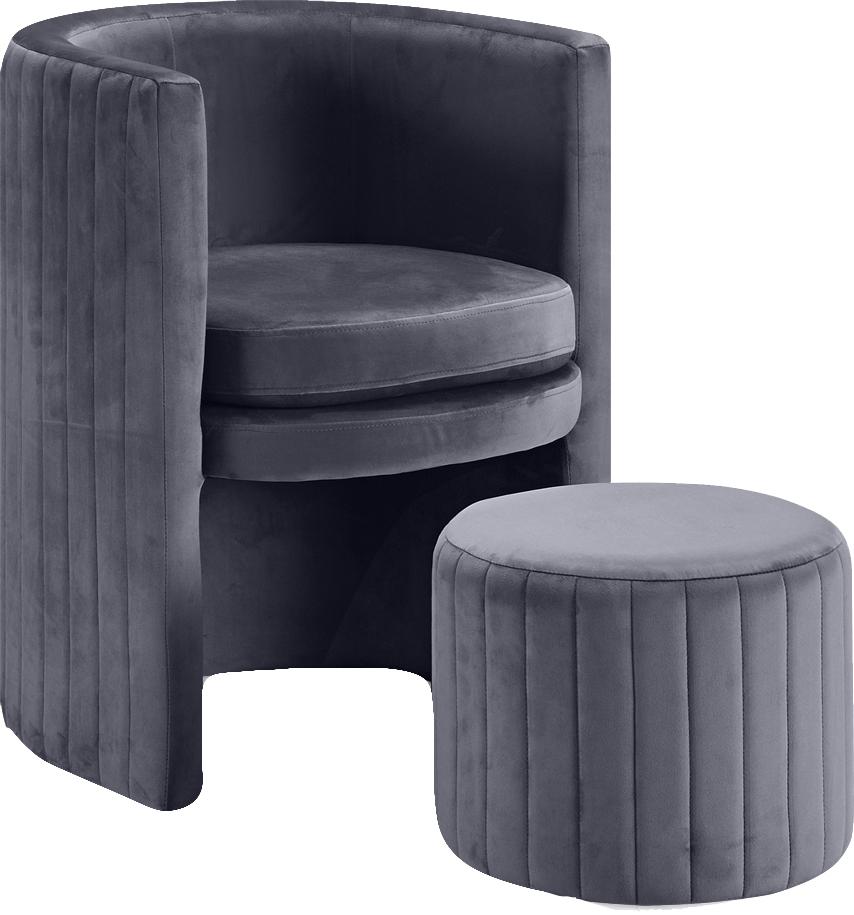 Selena Grey Velvet Accent Chair and Ottoman Set - Luxury Home Furniture (MI)