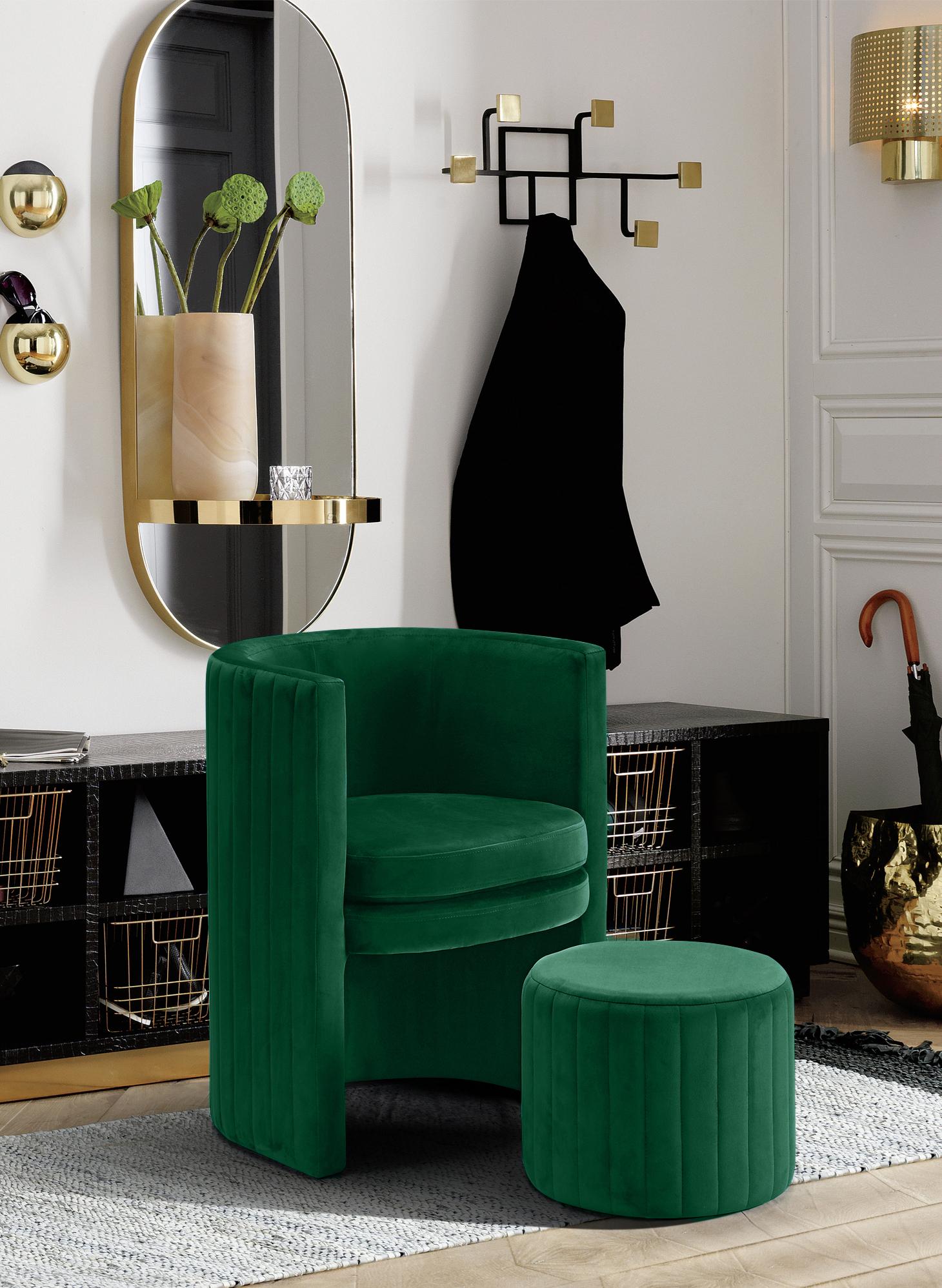 Selena Green Velvet Accent Chair and Ottoman Set - Luxury Home Furniture (MI)