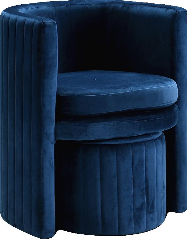 Selena Navy Velvet Accent Chair and Ottoman Set - Luxury Home Furniture (MI)