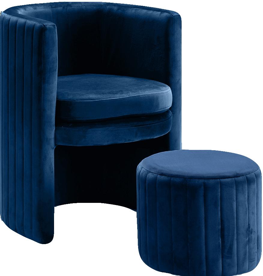Selena Navy Velvet Accent Chair and Ottoman Set - Luxury Home Furniture (MI)