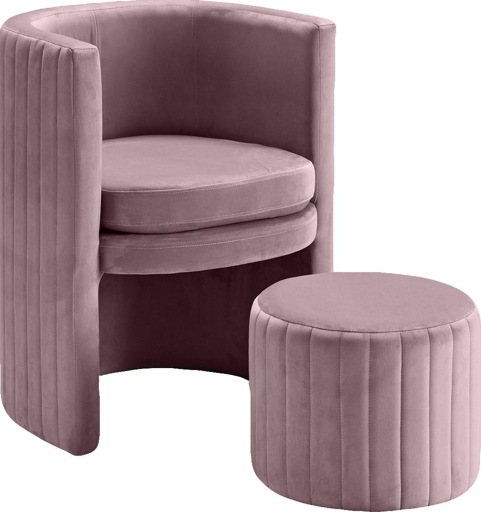 Selena Pink Velvet Accent Chair and Ottoman Set - Luxury Home Furniture (MI)
