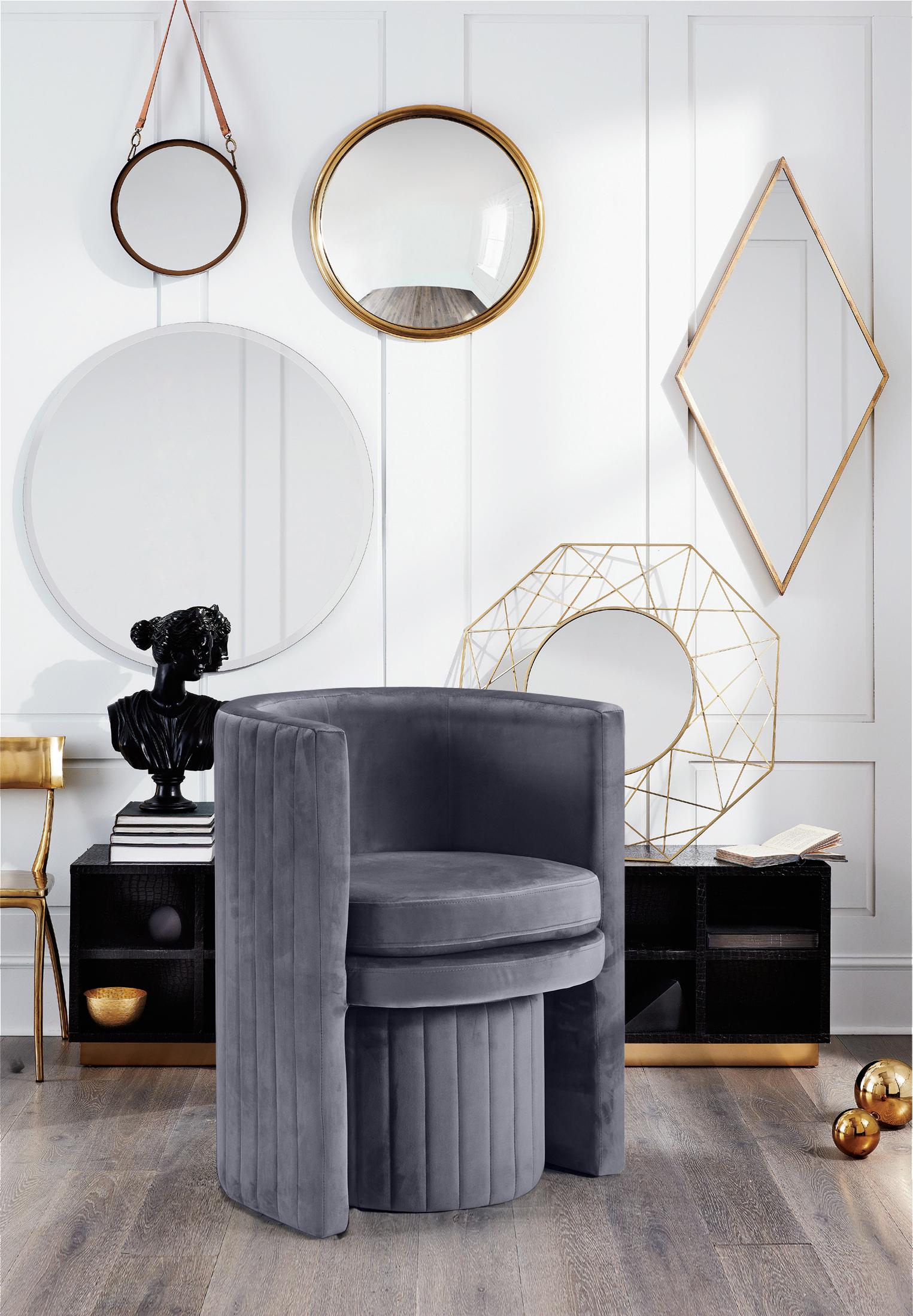 Selena Grey Velvet Accent Chair and Ottoman Set - Luxury Home Furniture (MI)