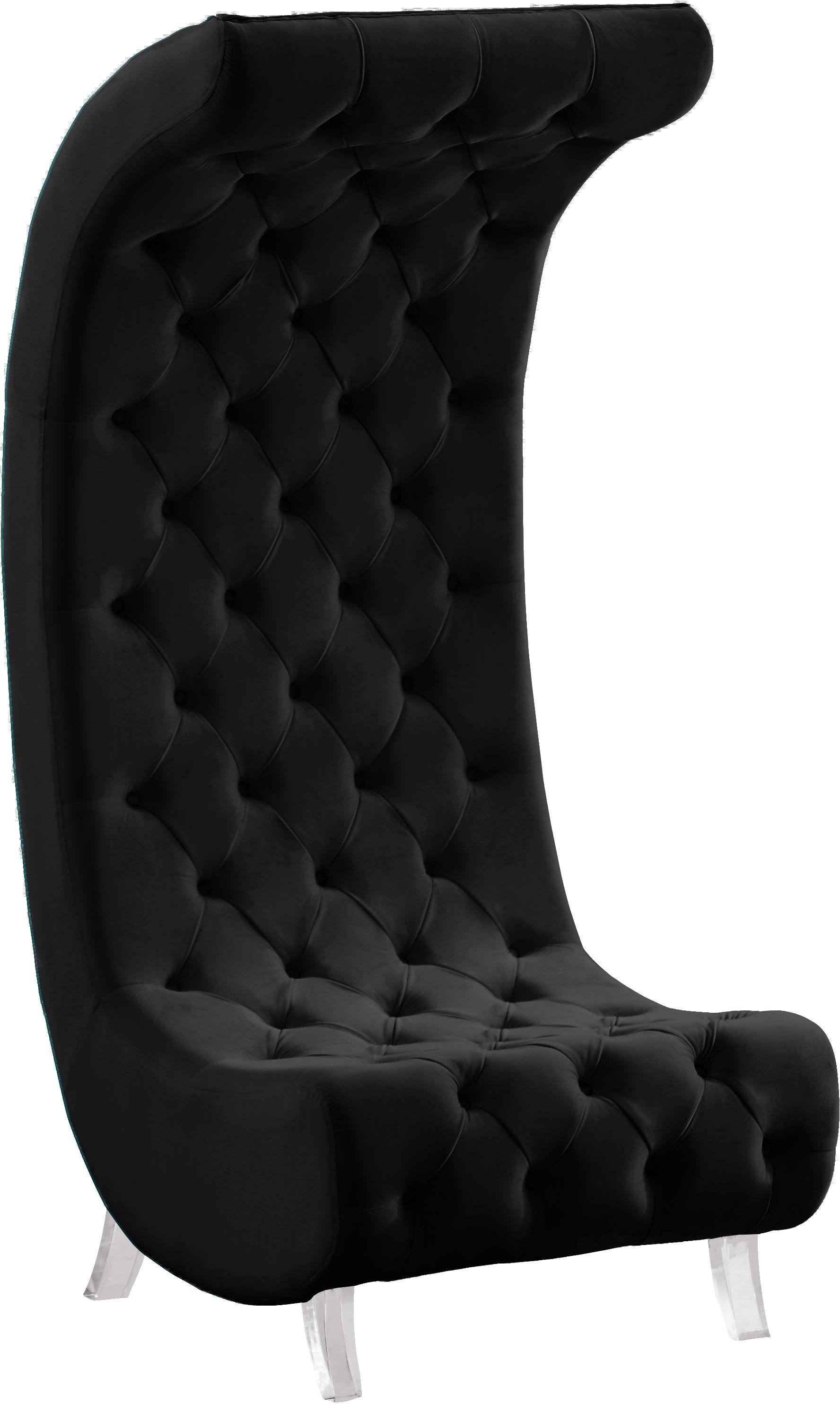 Crescent Black Velvet Accent Chair - Luxury Home Furniture (MI)